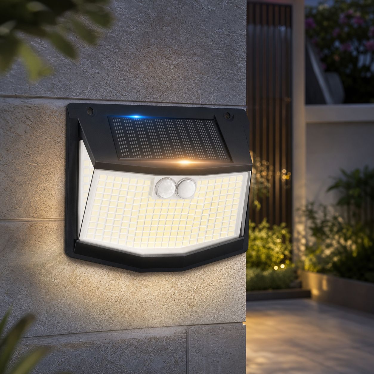 Wasserdichte Ip65 Led-solarwandleuchte, 6 M Bewegungserkennung, 3 Modi, Kabellos, Einfache Installation Für Garten Und Außenbereich