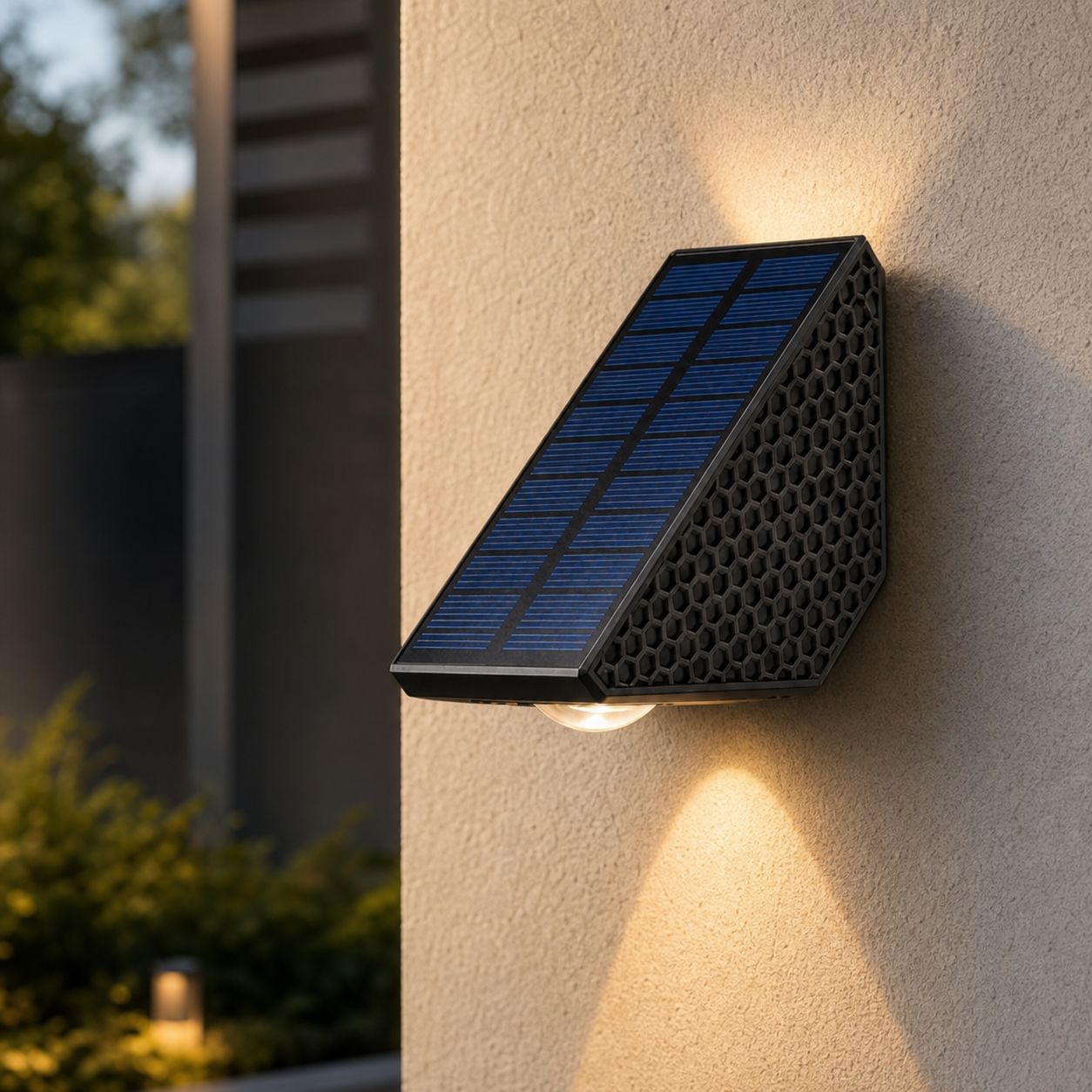 Solar-wandleuchte Für Den Außenbereich, Sanftes Licht, 5-v-polykristallin-panel, 8–15 Stunden Akkulaufzeit, Wandmontage, 30 X 75 X 100 Mm