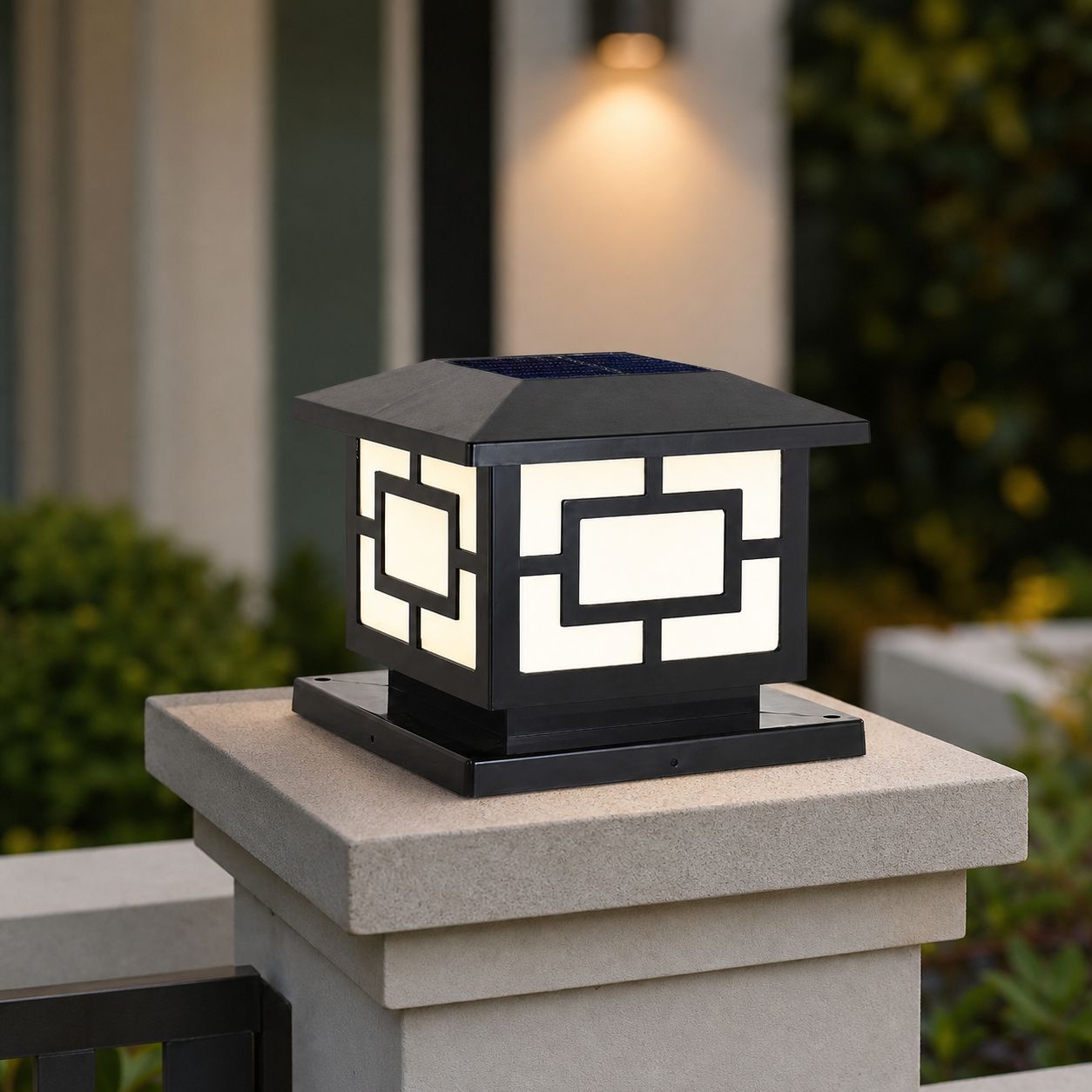 Solar-säulenleuchte, Ip65 Wasserdichte Außenbeleuchtung Für Garten Und Zaun, Intelligente Lichtsteuerung, 25 X 25 X 21 Cm, 1200-mah-akku