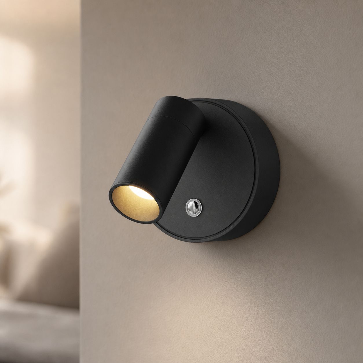 Wiederaufladbare 3-w-led-wandleuchte, Kabellos, Magnetisch, Schwarzes Aluminium, Farbwiedergabeindex (cri) ≥ 95, Touch-dimmer, 3 Farbtemperaturen, 2000 Mah