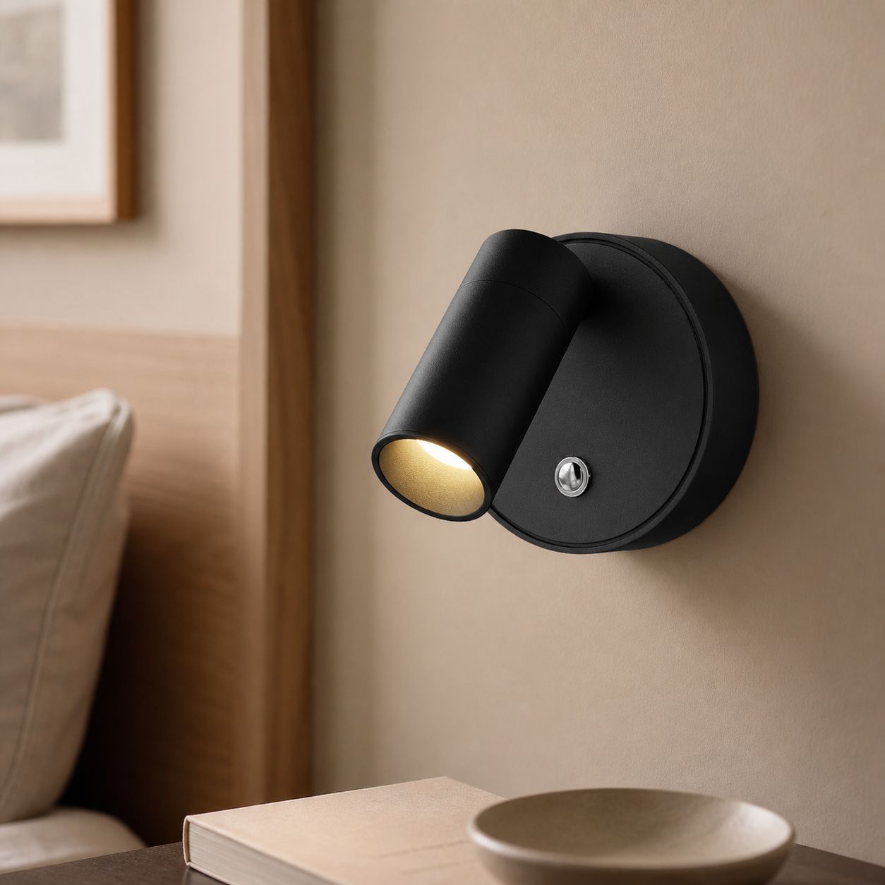 Kabellose, Wiederaufladbare Led-wandleuchte, Magnetisch, Touch-dimmer, Farbwiedergabeindex (cri) ≥ 95, 3 Farbtemperaturen, 360°-drehung, Schwarz