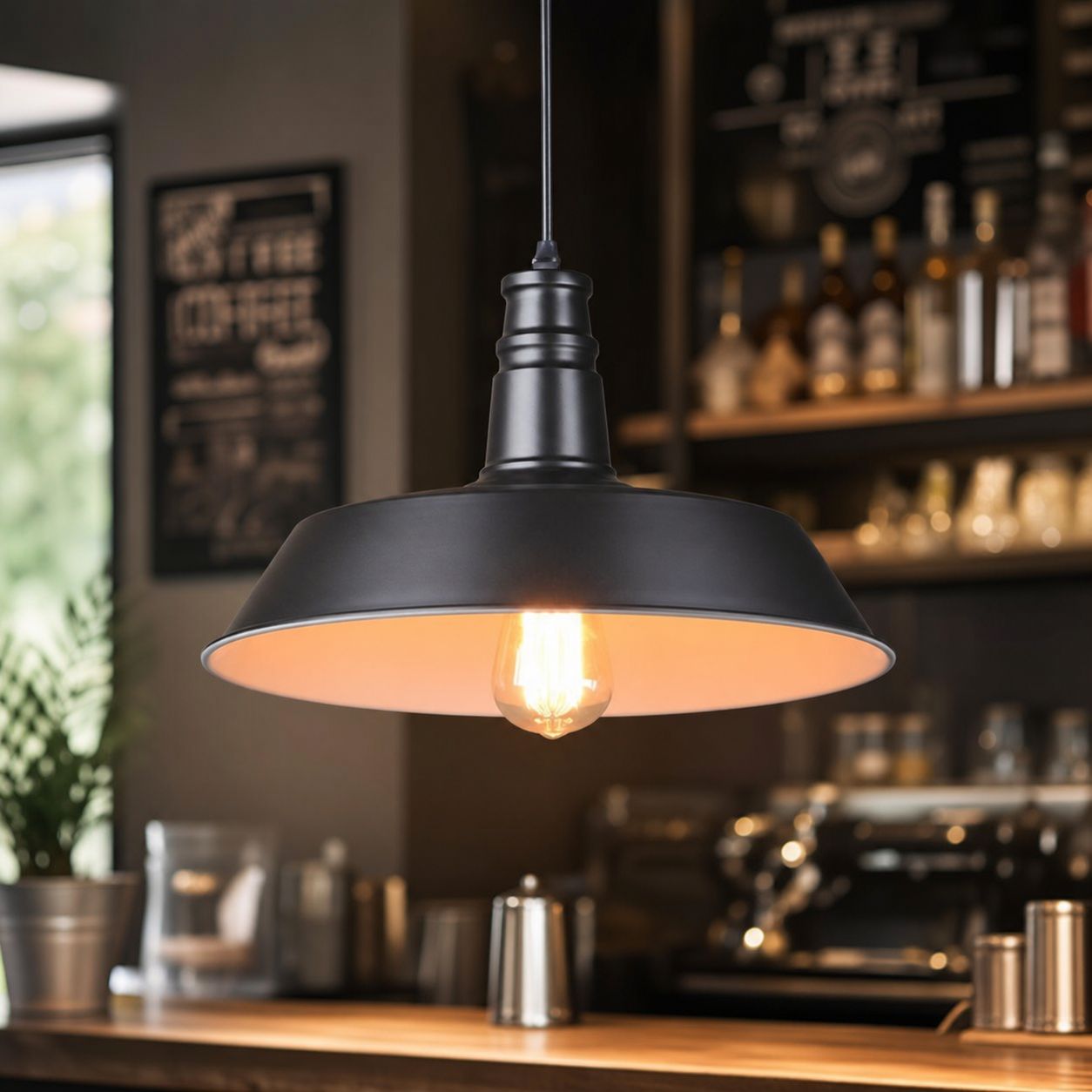 Industrielle Pendelleuchte Aus Schwarzem Eisen, Höhenverstellbar Bis 100 Cm, Robuster Vintage-stil Für Wohnzimmer, Küche, Bar Oder Restaurant, Inklusive E27-leuchtmittel