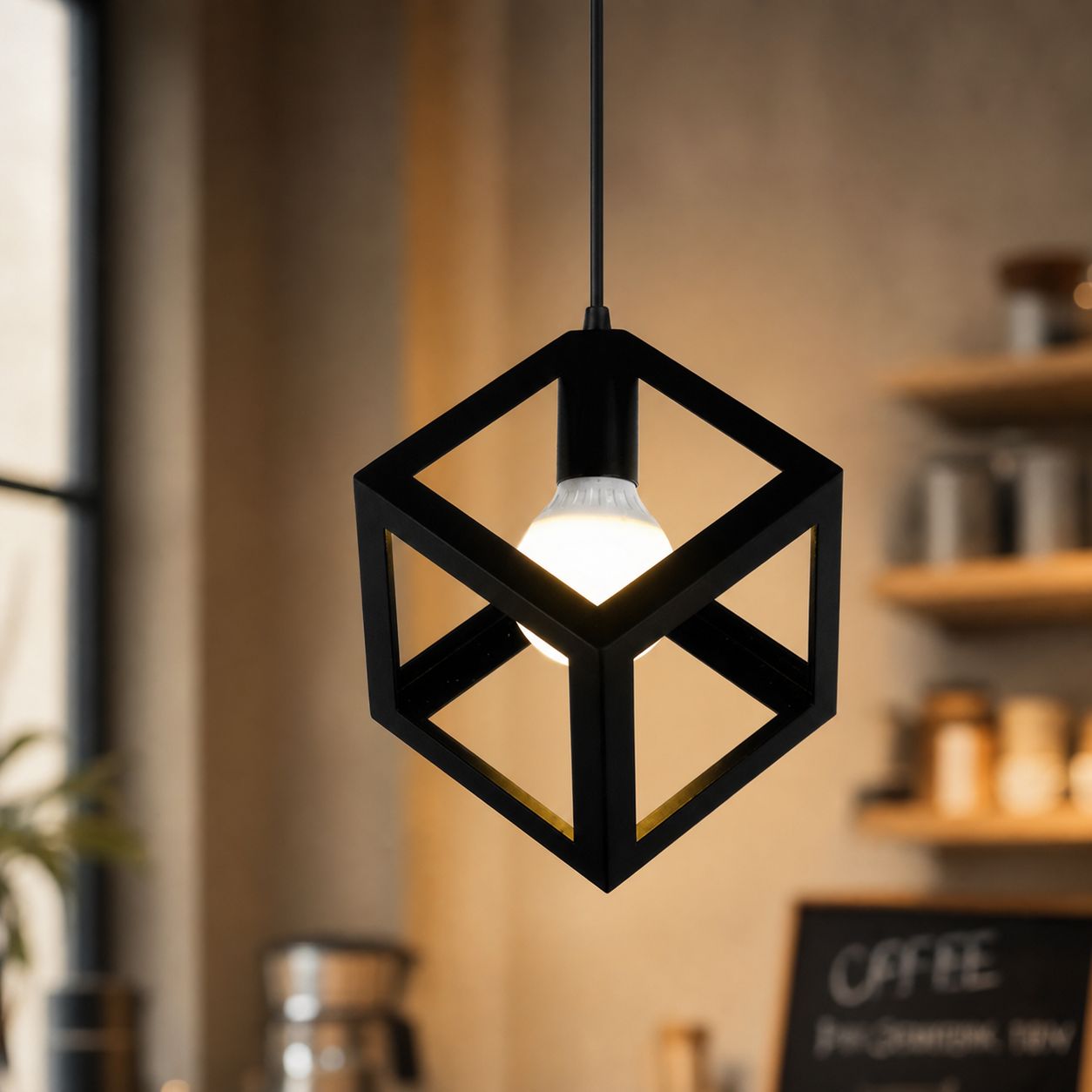 Schwarze, Quadratische Pendelleuchte Im Industriestil, 22 X 28 Cm, 150 Cm Verstellbares Kabel, Designerleuchte Für Küche, Wohnzimmer, Flur, Eingangsbereich, Moderner Stil