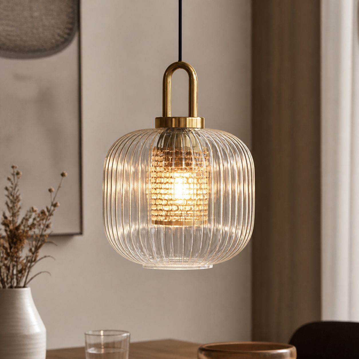 Gestreifte Pendelleuchte Aus Mundgeblasenem Glas, Modernes Design Mit Metallgriff, E27-fassung, 150 Cm Verstellbares Kabel, 20 Cm Durchmesser