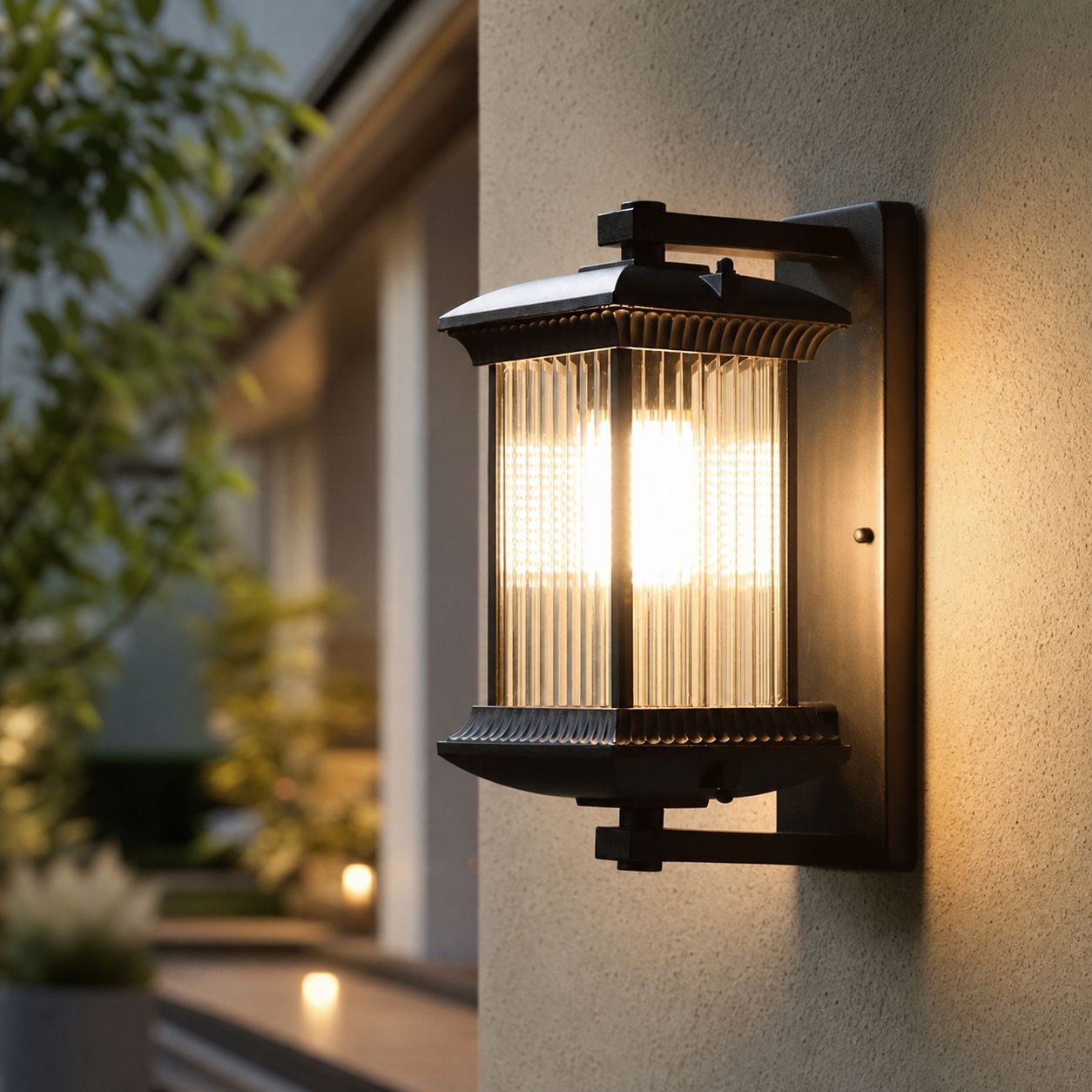 Ip65 Wasserdichte Außenwandleuchte Aus Aluminium Und Geriffeltem Glas, E27-fassung, Retro-gold-café-design Für Garten, Terrasse, Villa