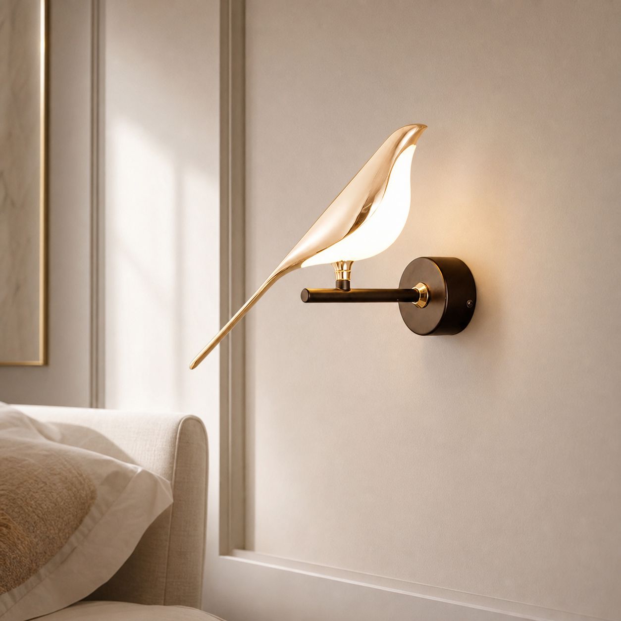 Pie Led-wandleuchte, 10 W, Verstellbar, Design Aus Goldspiegel Und Acryl, Sanftes Licht Für Das Schlafzimmer, 29 X 24 Cm