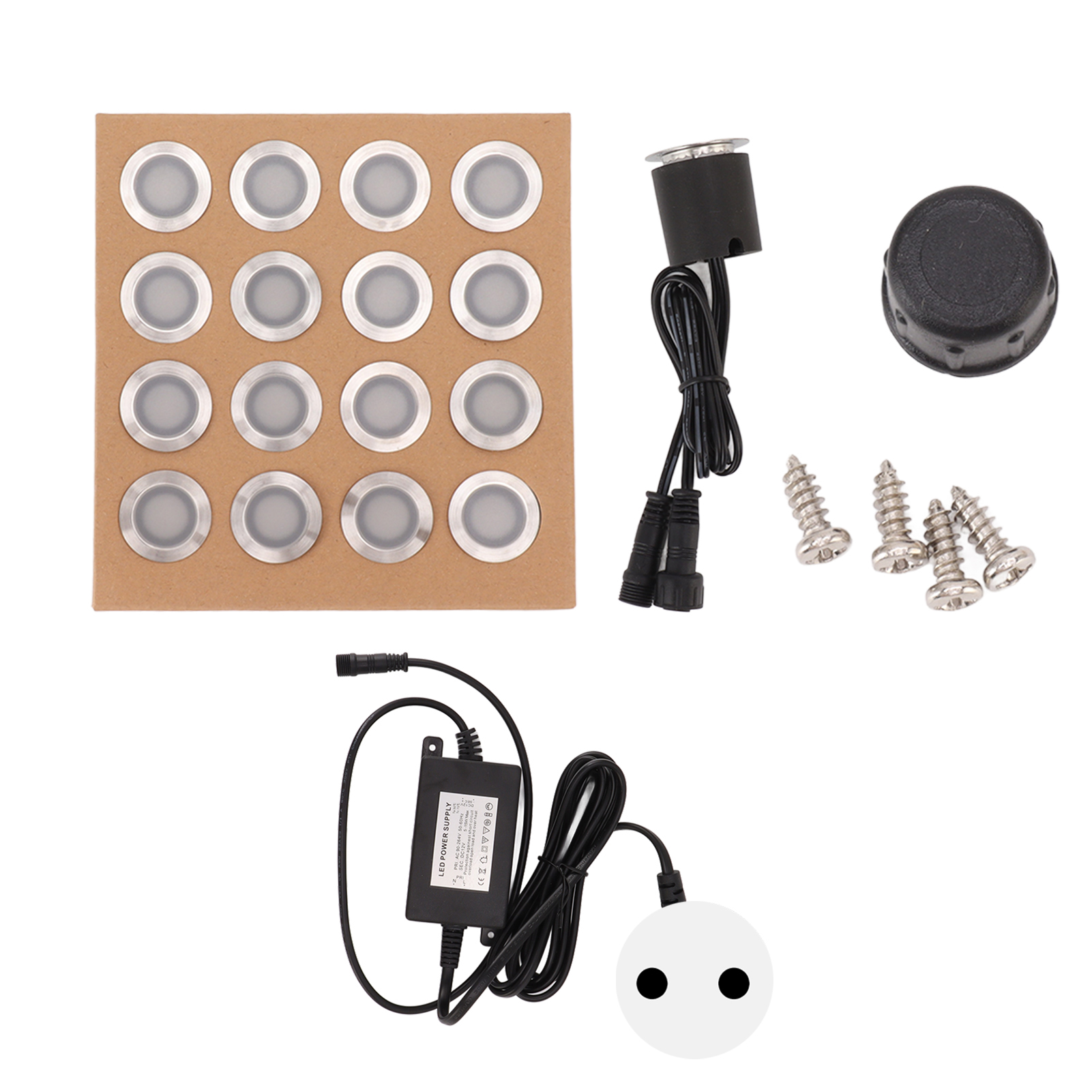 Set Mit 16 Eingelassenen Led-strahlern Aus Edelstahl, Ip67, 3000 K, 10 W, Für Garten, Terrasse, Außenbereich, Wasserdicht