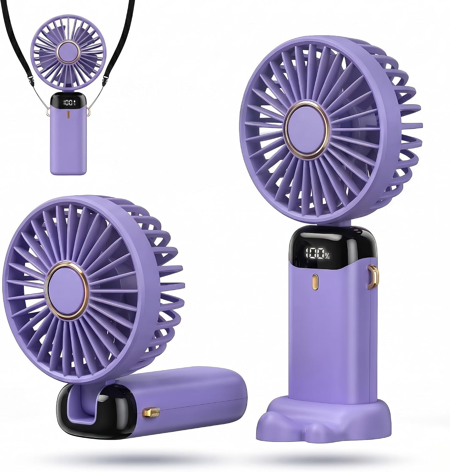 Dieser Tragbare Ventilator, Der Über Usb Aufladbar Ist Und Mit Einem Led-bildschirm Ausgestattet Ist, Eignet Sich Ideal Für Den Einsatz Zu Hause, Im Büro, Im Schlafzimmer, Im Freien Und Auf Reisen.