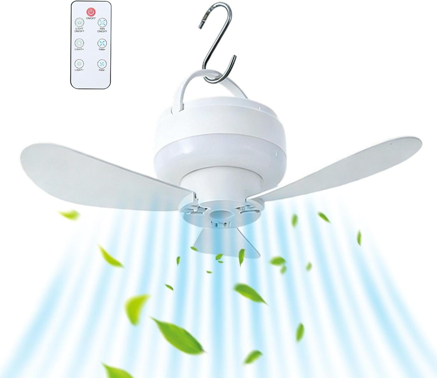 Tragbarer Deckenventilator Mit Licht, Usb-aufladbar, 1800-mah-akku, Für Schlafzimmer, Camping, Wandern, Terrasse, Markise, Garage