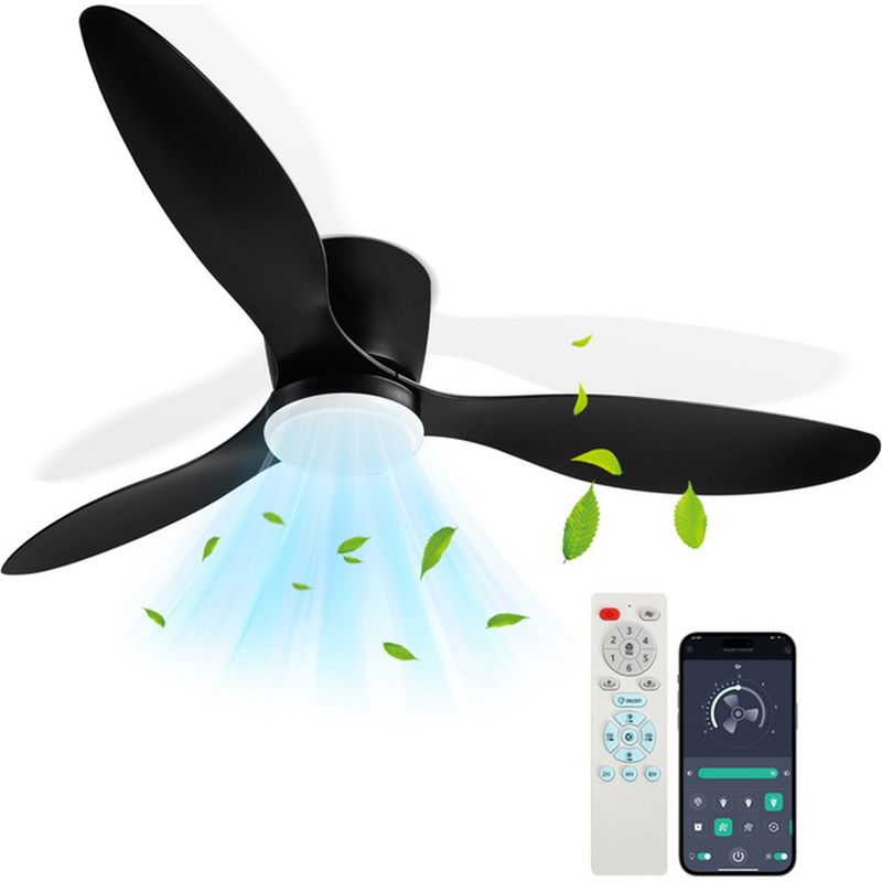 3-flügeliger Deckenventilator Mit Led-beleuchtung Und Fernbedienung, 6 Geschwindigkeitsstufen, Leises, Modernes Design Für Wohnzimmer Oder Schlafzimmer