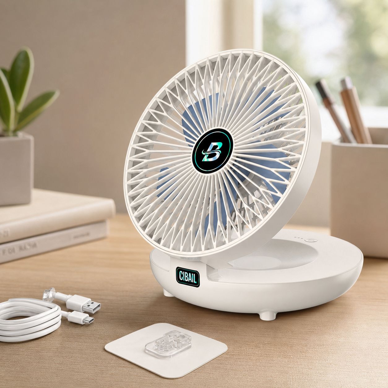 2-in-1-faltventilator Für Tisch Und Wand, Leise, Biomimetische Rotorblätter, 3 Geschwindigkeitsstufen, Usb-c-ladeanschluss, Modell S1