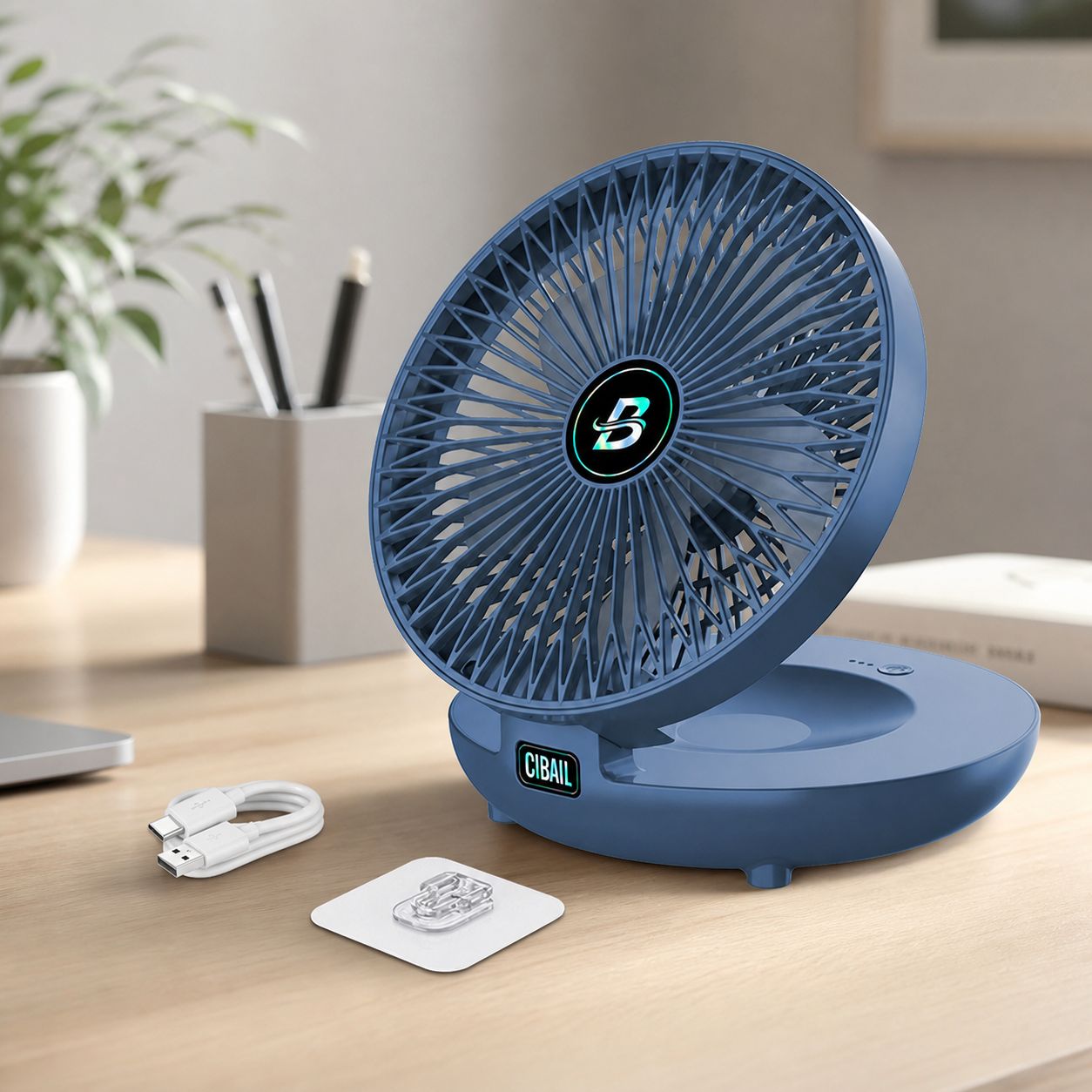 2-in-1 Faltbarer Tisch- Und Wandventilator, Usb-c-aufladbar, Leise Dank Biomimetischer Rotorblätter, 1200-mah-akku, Modell S1