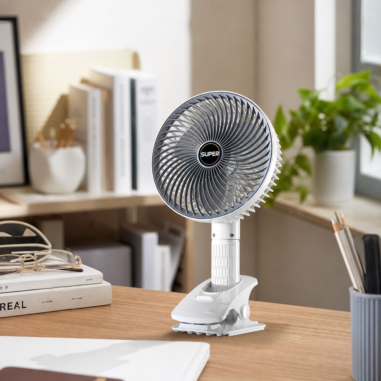Wiederaufladbarer 4-in-1-usb-ventilator Mit Wandhalterung, 3 Geschwindigkeitsstufen, Leisem Betrieb, 360°-drehung Und Usb-c-anschluss Für Büro Oder Schlafzimmer