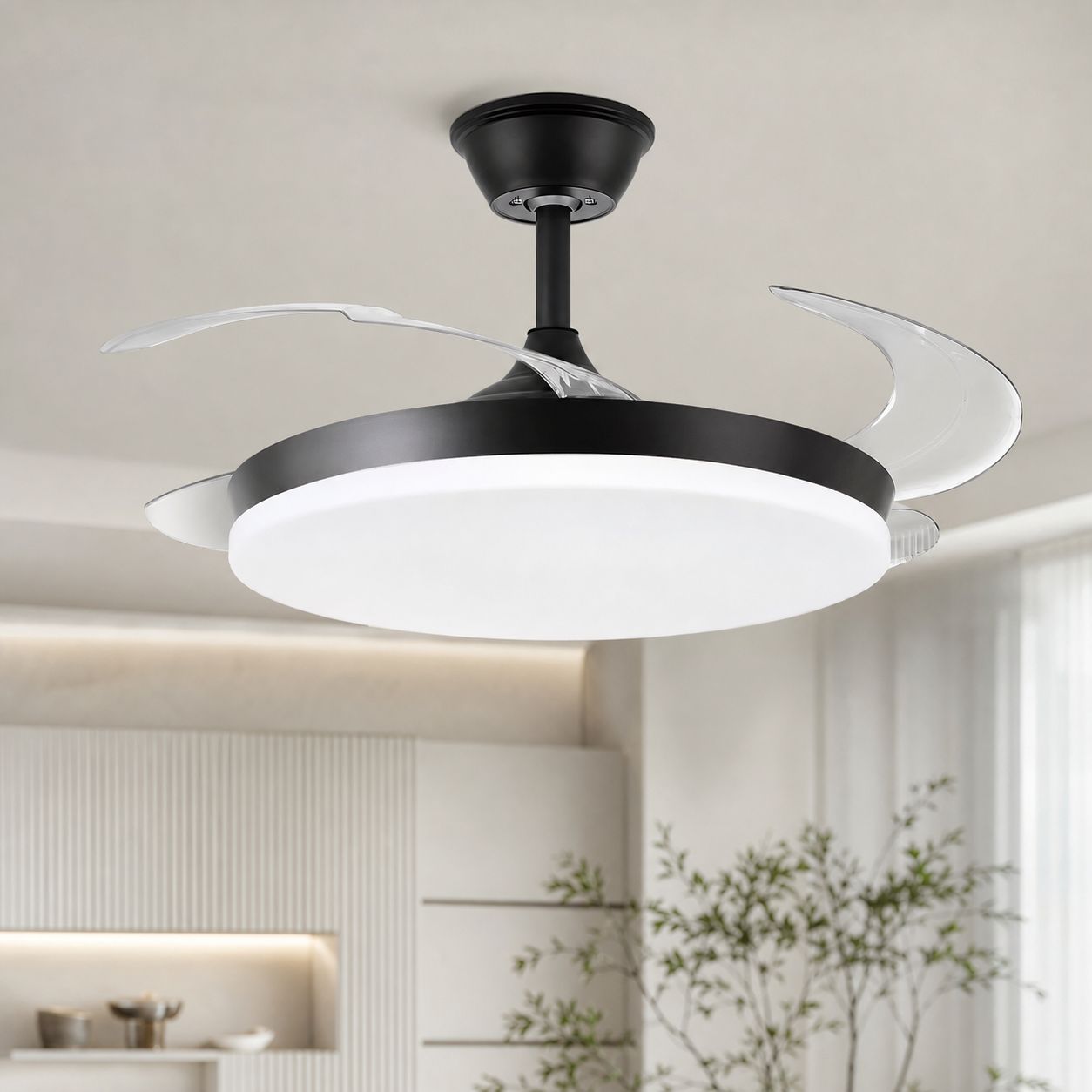 Deckenventilator Mit Led-beleuchtung, 108 Cm, Leiser Kupfermotor, Fernbedienung, Dimmer Und Farbauswahl, 72 W