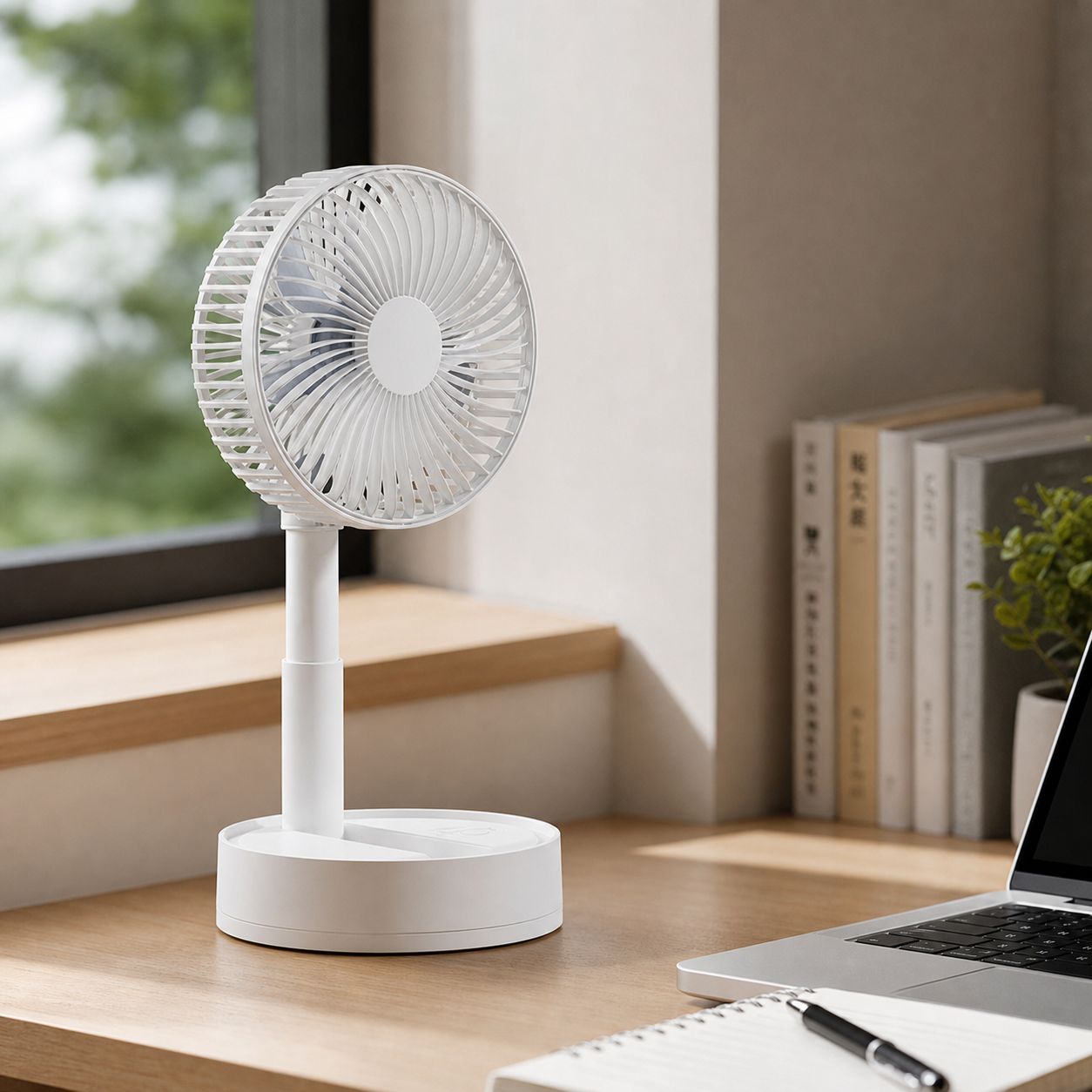 Faltbarer Und Ausziehbarer 6-zoll-tischventilator Mit Oszillationsfunktion, Usb-typ-c-ladeanschluss, 4 Geschwindigkeitsstufen, 1800-mah-akku, Modell F40b