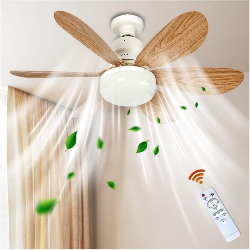 Deckenventilator Mit Integrierter Led-beleuchtung, Dimmer, Fernbedienung Und 3 Farbmodi – E27