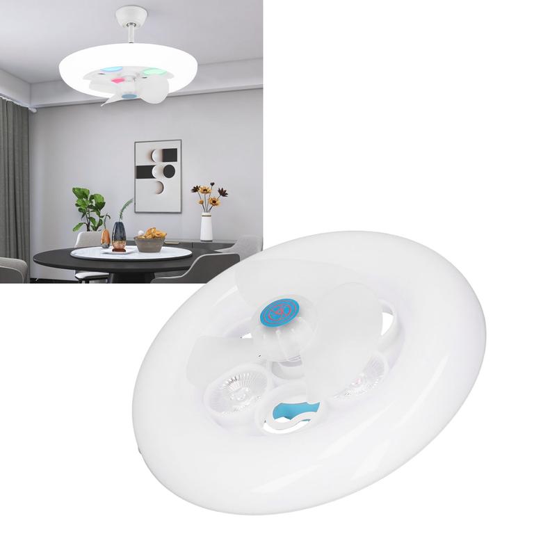 E27 Deckenventilator, 360°-oszillation, Dimmer Für Licht Und Geschwindigkeit, Fernbedienung, Weiß, Ø 26 Cm, Verstellbare Montage