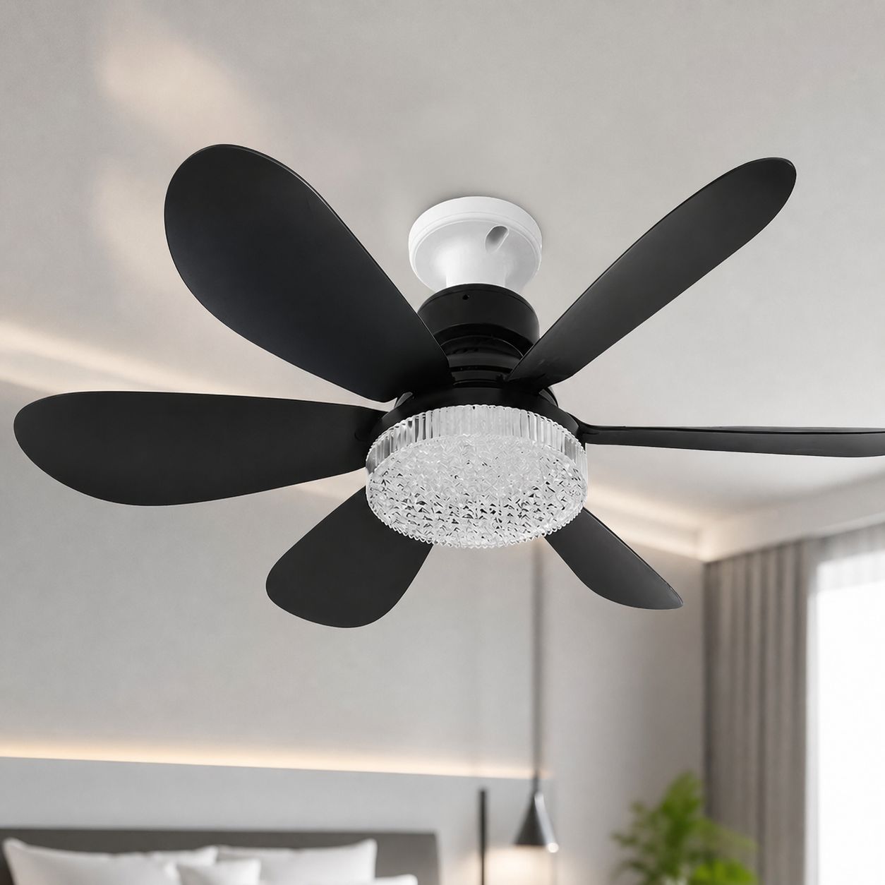 E27 Deckenventilator Mit Led-beleuchtung, Fernbedienung, 6 Flügeln, Leisem Gleichstrommotor, Einstellbarer Farbtemperatur (3000k–6500k), Ø 52 Cm