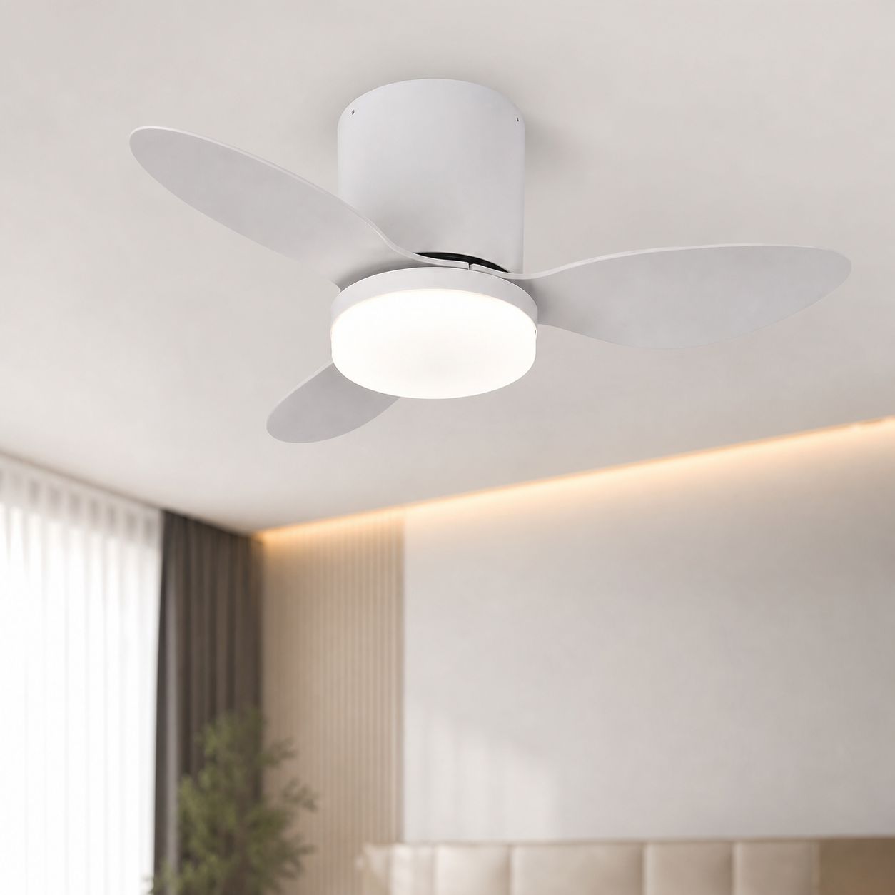 25-zoll-deckenventilator Mit Licht, Leisem Kupfermotor, Verstellbarer Led, Fernbedienung Und App, Ideal Fürs Schlafzimmer