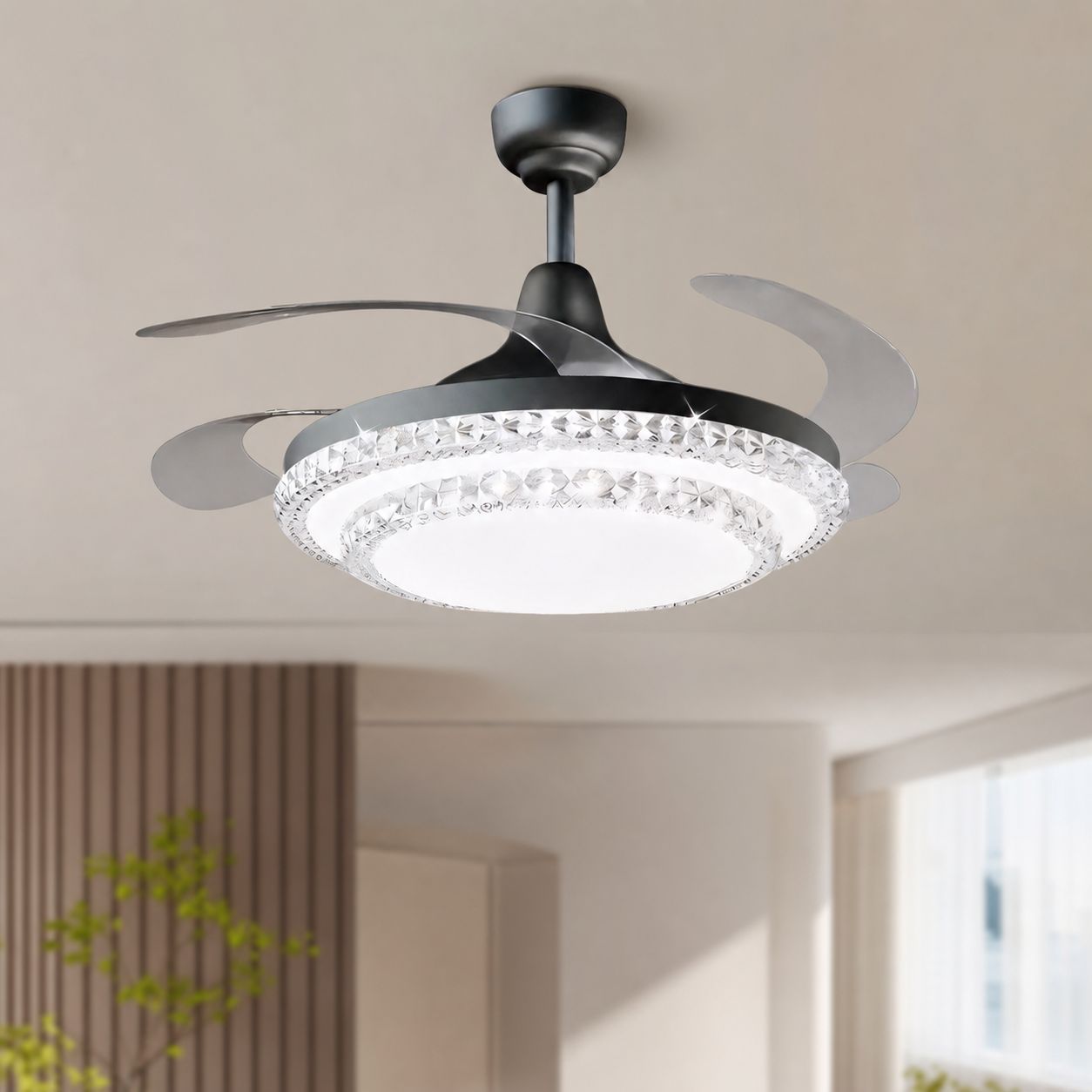 Deckenventilator Mit Led-beleuchtung, 42 Zoll, Leiser Kupfermotor, Fernbedienung, Dimmer, Reversibel, Ideal Für Das Wohnzimmer