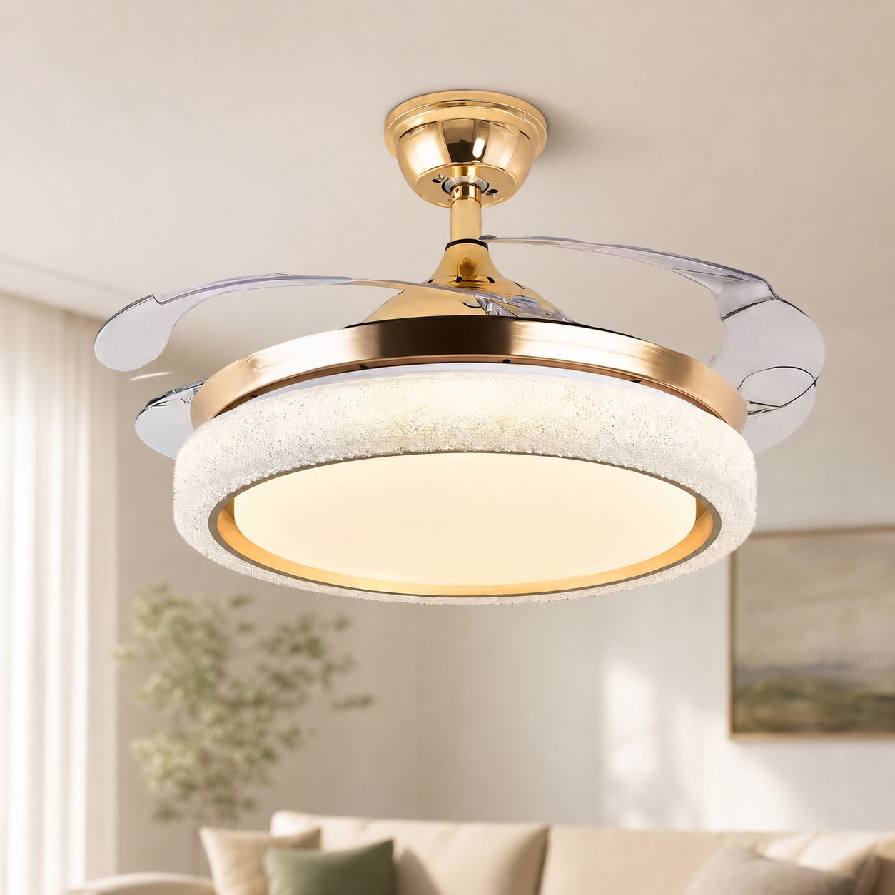 Deckenventilator Mit Led-beleuchtung, 42 Zoll, Leiser Kupfermotor, Fernbedienung, Dimmer Und Temperaturregelung, 72 W