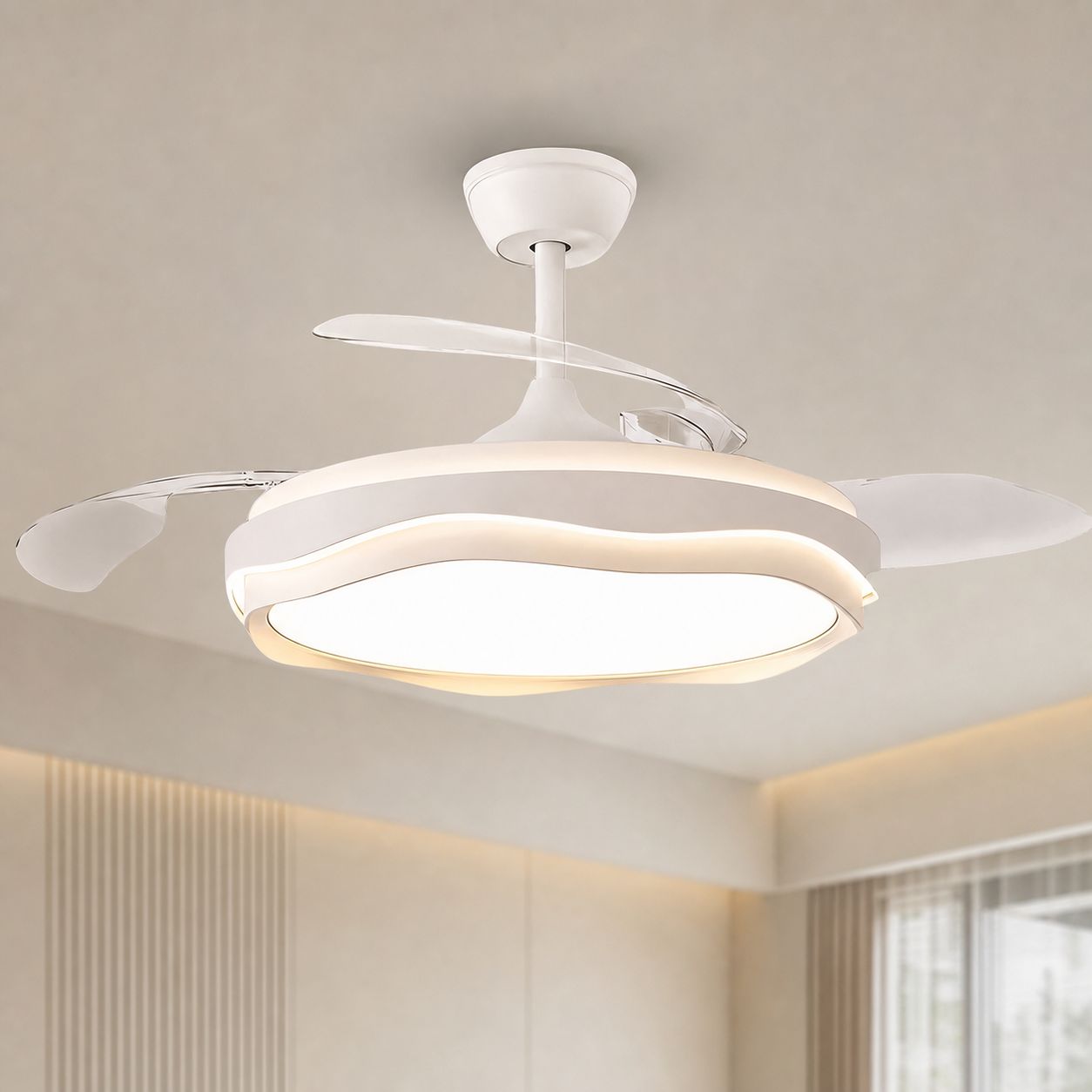 Deckenventilator Mit Led-beleuchtung, 42 Zoll, Leiser Kupfermotor, Fernbedienung, Einstellbare Helligkeit Und Temperatur, Ideal Für Das Wohnzimmer