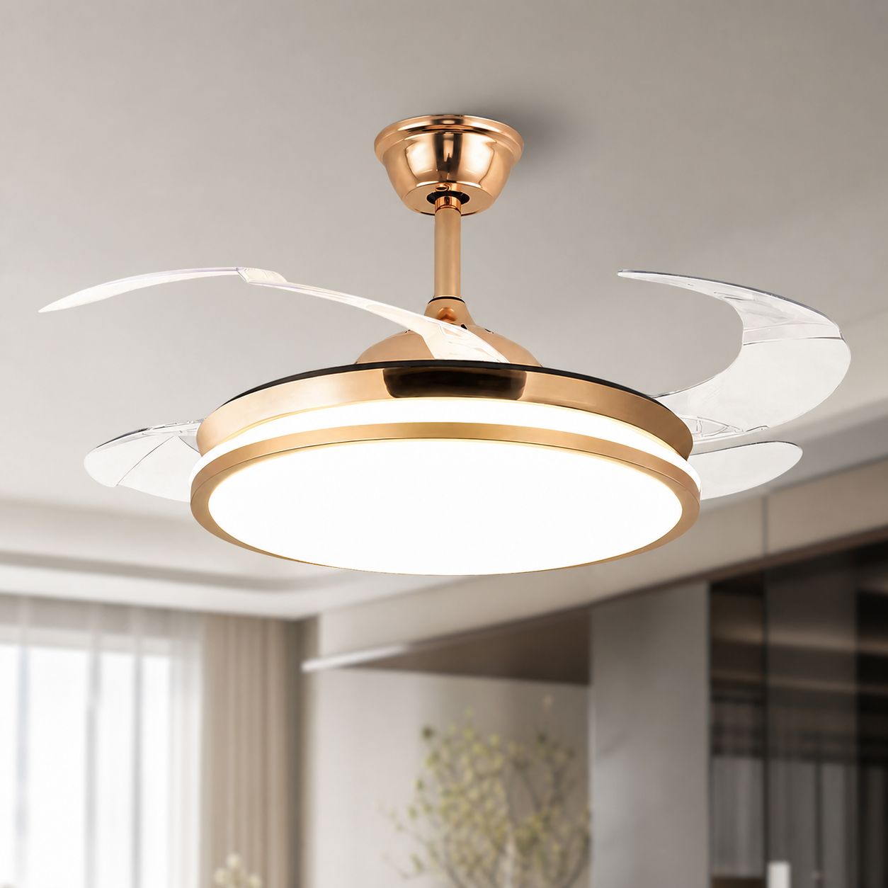 Deckenventilator Mit Led-beleuchtung, 108 Cm, Leiser Kupfermotor, Fernbedienung, Dimmer, 3 Farbtemperaturen, Ideal Für Das Wohnzimmer