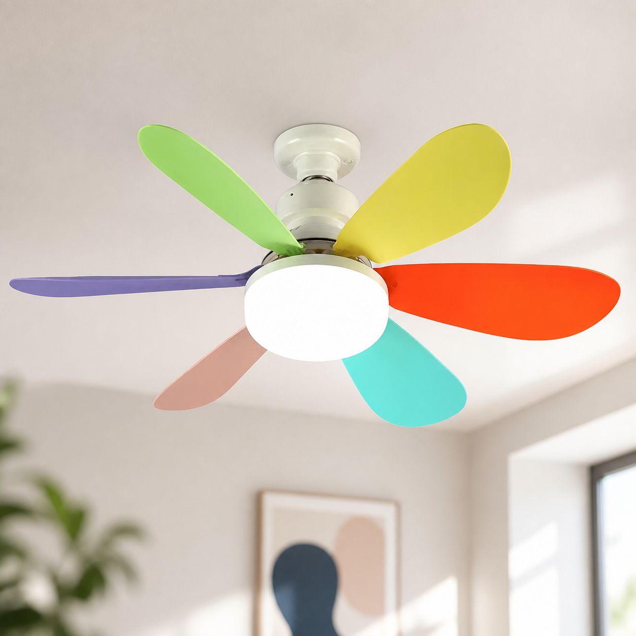 E27 Deckenventilator Mit Licht, Leisem Gleichstrommotor, Fernbedienung, Dimmbar, 3 Farbtemperaturen, Robustem Abs-kunststoff, Ø 52 Cm