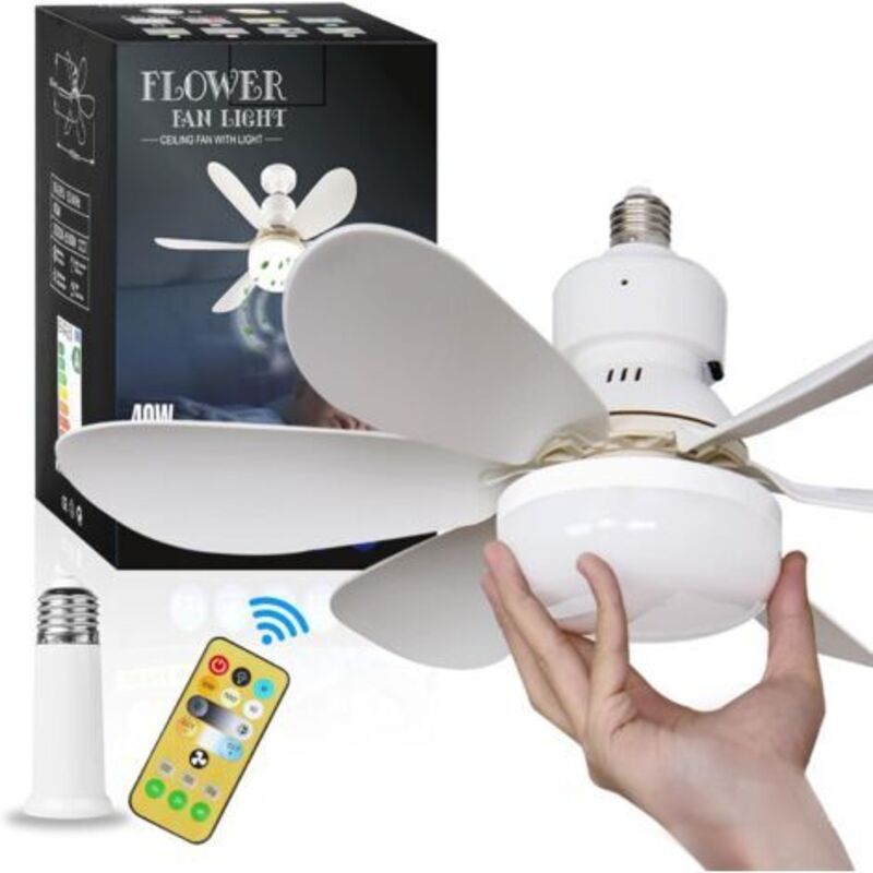 Deckenventilator Mit Integrierter E26/e27-leuchte, Fernbedienung Inklusive, Leise Und Mit Einstellbarer Geschwindigkeit