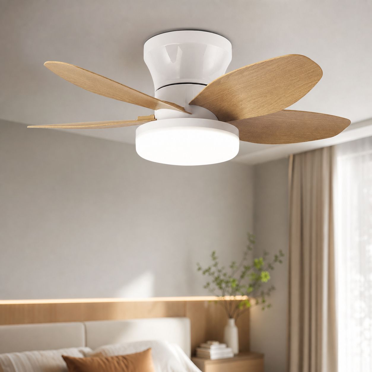 Deckenventilator Mit Licht, Leisem Motor Mit Variabler Drehzahl, 65 Cm, Dreifarbige Led-beleuchtung, 2,4-ghz-fernbedienung, Reversibel