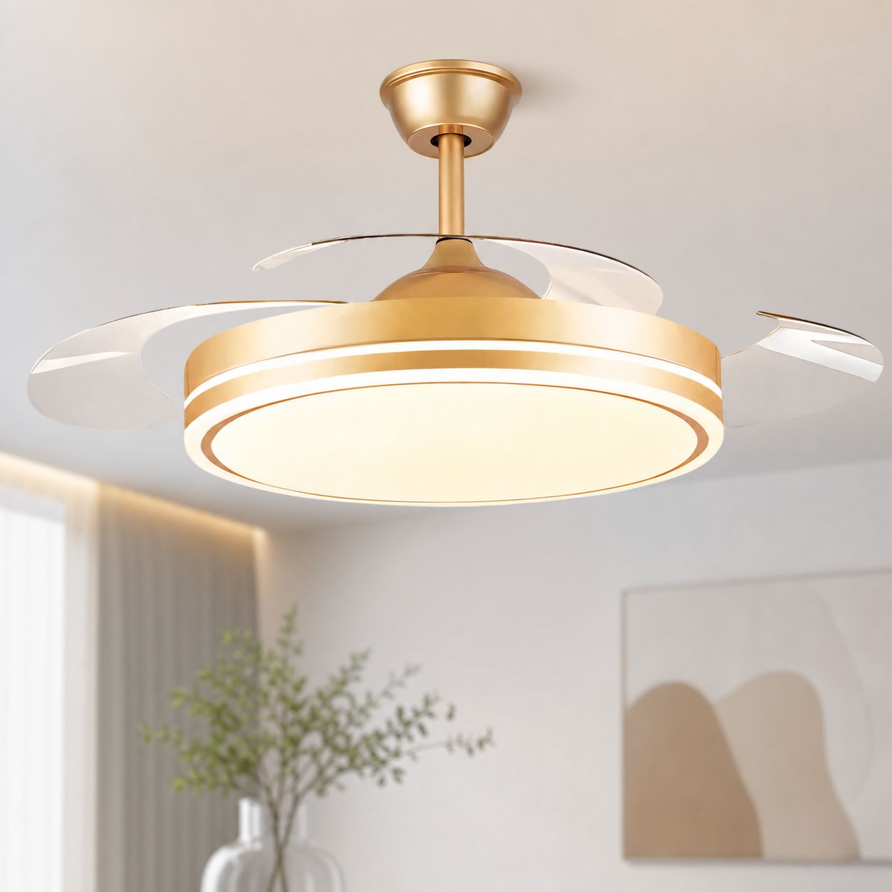 Deckenventilator Mit Led-beleuchtung, 108 Cm, Leiser Kupfermotor, Vollspektrum Ra98, Fernbedienung, Ideal Für Ein 20 M² Großes Wohnzimmer