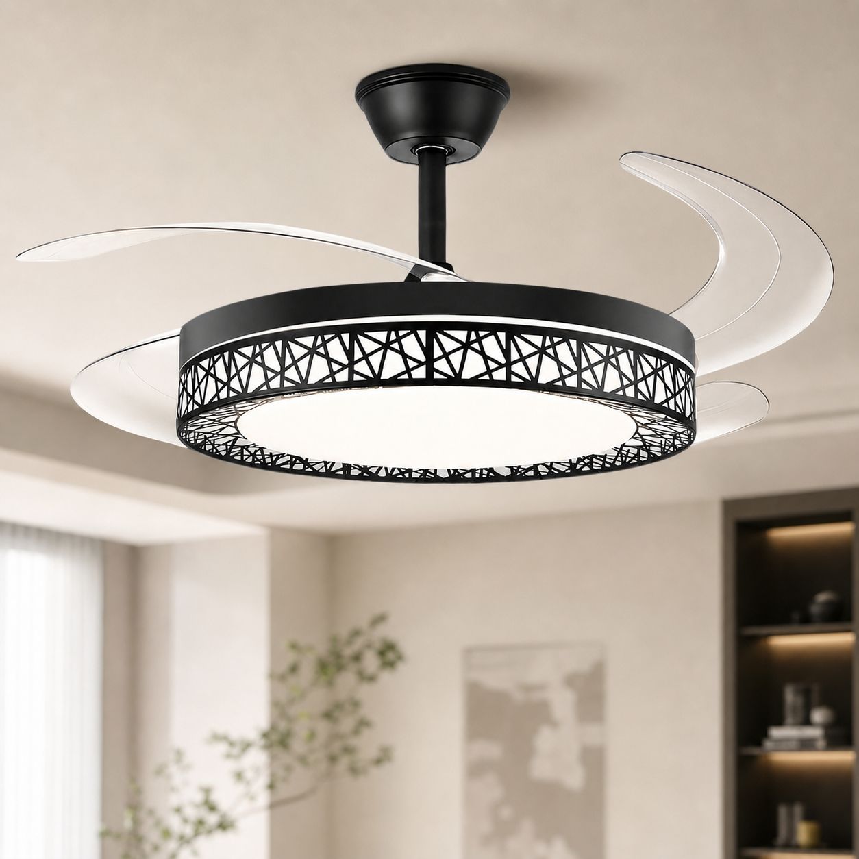 72-w-led-deckenventilator, Ø 108 Cm, Vollspektrumlicht (ra 98), 6 Reversible Geschwindigkeitsstufen, Fernbedienung, Wasserdichtes Design Für Einfache Reinigung