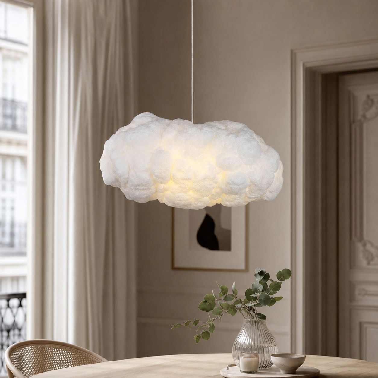 Dekorative Pendelleuchte Im Laternenstil, Pvc-schirm In Seidenoptik Ø 30 Cm, Warmes Licht, E27 10 W, 150 Cm Verstellbares Kabel, Sanftes Ambiente