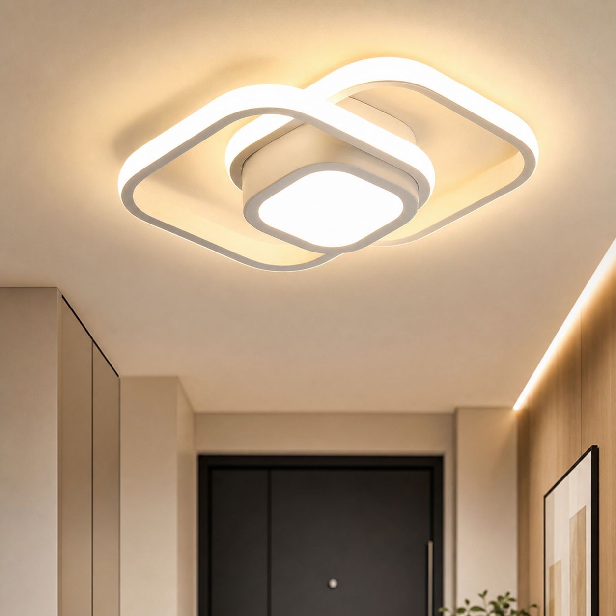 36-w-led-deckenleuchte, Weiß, Schlankes Design, 3-farben-dimmer, Rostfreier Und Insektenabweisender Lackierter Stahl, Ideal Für Eingangsbereiche Von 5–10 M²