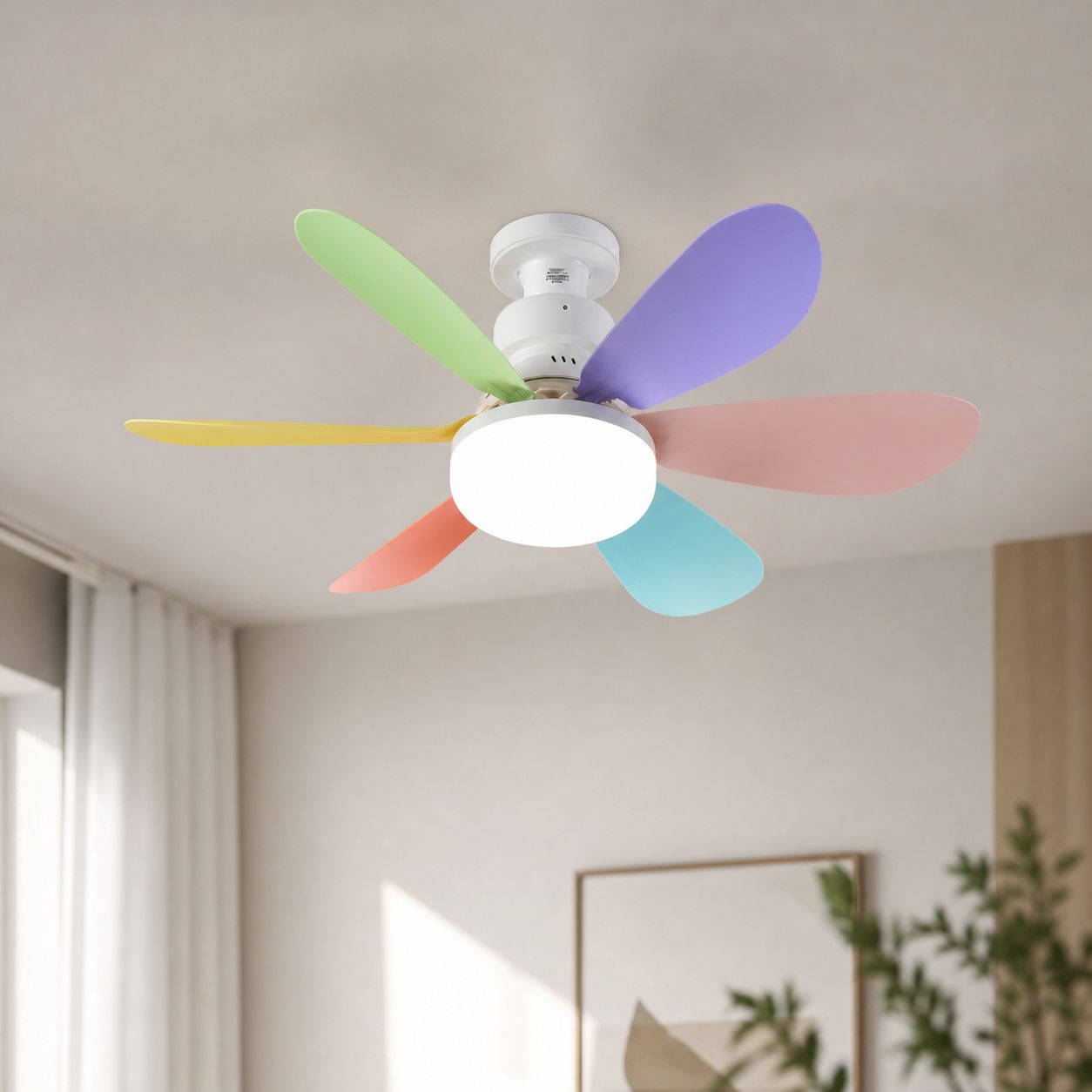52 Cm Led-deckenventilator Mit E27-fassung, 3-farbig Einstellbarem Licht, Fernbedienung, 3 Geschwindigkeitsstufen, Leisem Betrieb, Abs