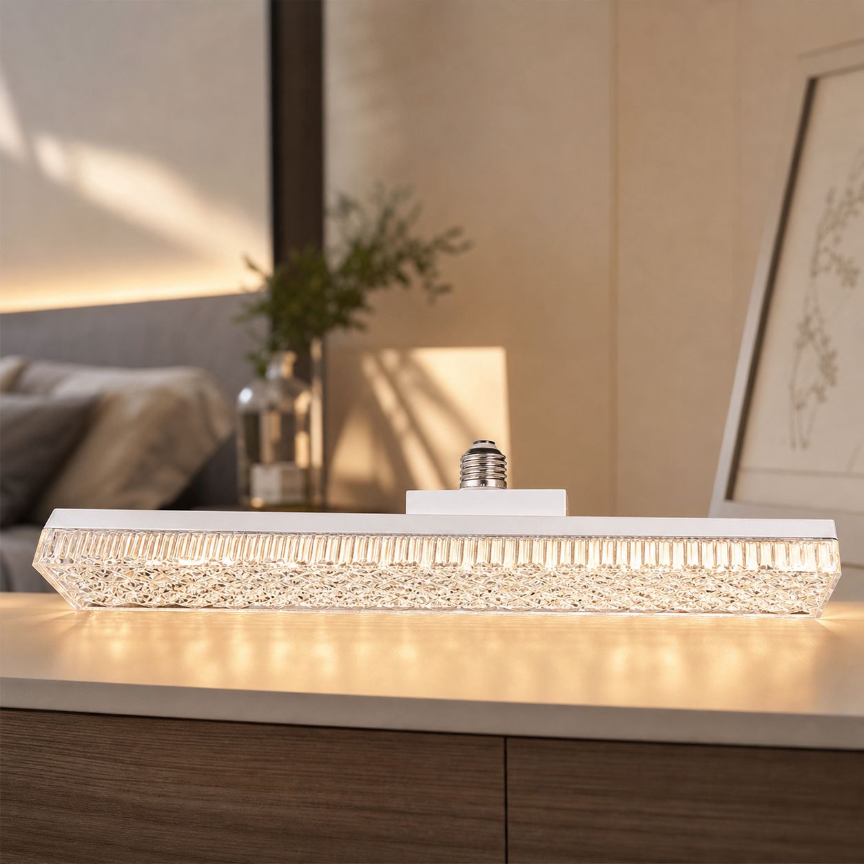 Led-kristallstableuchte E27, 24 W, Dimmbar, 3 Farben (neutralweiß, Warmweiß), Acryl-prismen-design, 40 Cm, Für Wohn- Und Schlafzimmer