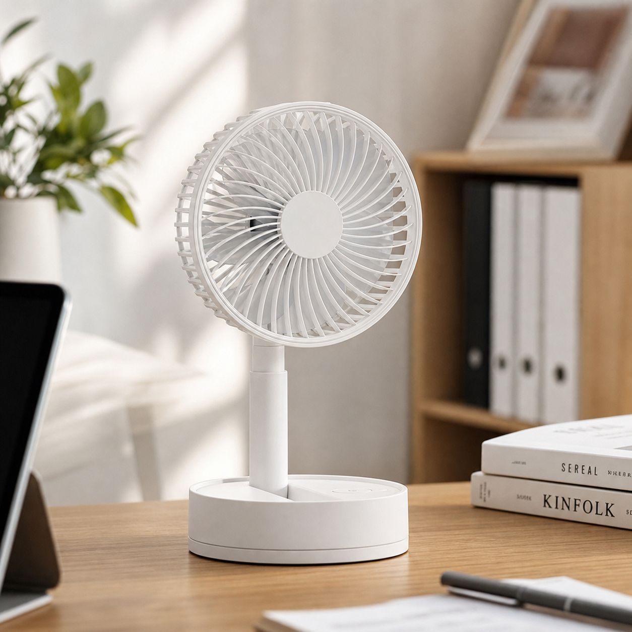 Zusammenklappbarer Und Ausziehbarer Tischventilator, Oszillierend, 4 Geschwindigkeitsstufen, 3600-mah-akku, Usb-c-anschluss, Modell F40c
