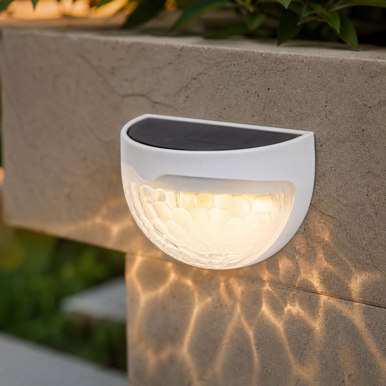 Halbmondförmige Led-solarleuchte Für Den Außenbereich, Automatisches, Warmes Umgebungslicht, Weißes Gehäuse 91 X 50 X 65 Mm