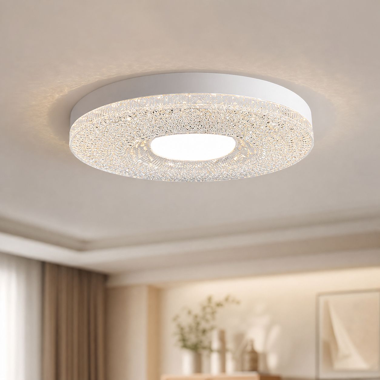 E27 Kristall-led-lampe, Acryl-diamantdesign, Cri≥80, Flimmerfrei, 40 W, Ø185 Mm, Sanftes Licht Für Schlaf- Und Wohnzimmer
