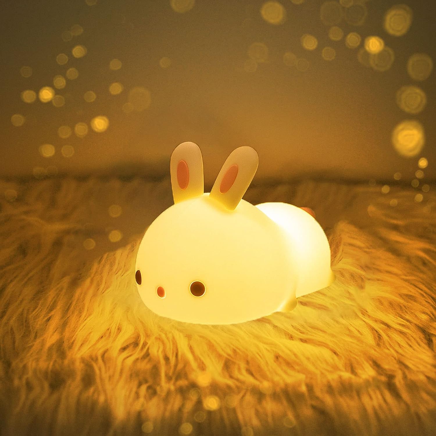 Dieses Hasenförmige Nachtlicht Ist In 7 Farben Erhältlich, Per Usb Aufladbar Und Eignet Sich Für Mädchen, Kinder, Kleinkinder Und Babys Und Kann Als Weihnachtsgeschenk Verschenkt Werden.
