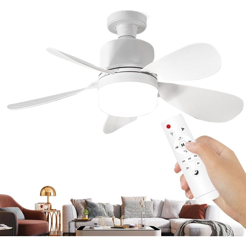 Deckenventilator Mit Kabelloser Fernbedienung – Leises Modell 132 Cm, Flügel Aus Naturholz, Cremeweiß, 1 Stück