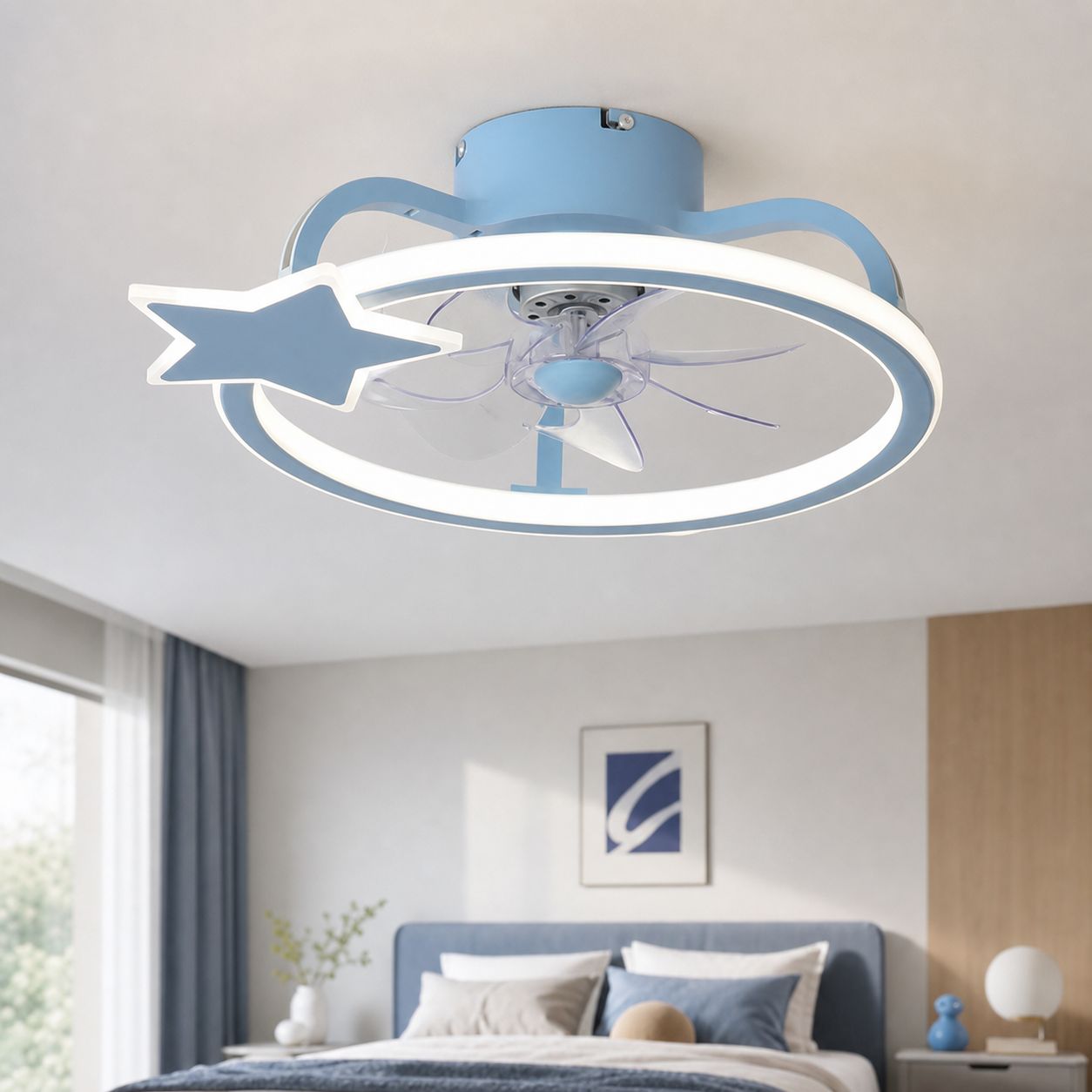 Unsichtbarer Deckenventilator Mit Licht, Leisem Kupfermotor, Fernbedienung, Abs, Ø50cm, Ideal Für Schlaf- Und Wohnzimmer