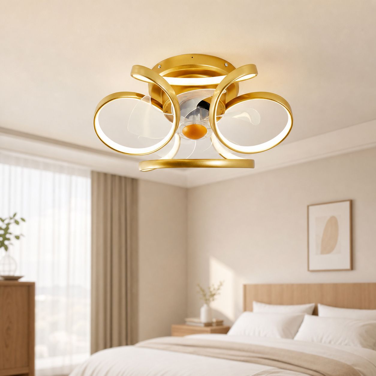 Unsichtbarer Deckenventilator Mit Led-beleuchtung, Fernbedienung Und App, Leisem Kupfermotor, 50 Cm, 3 Farben, Reversibel