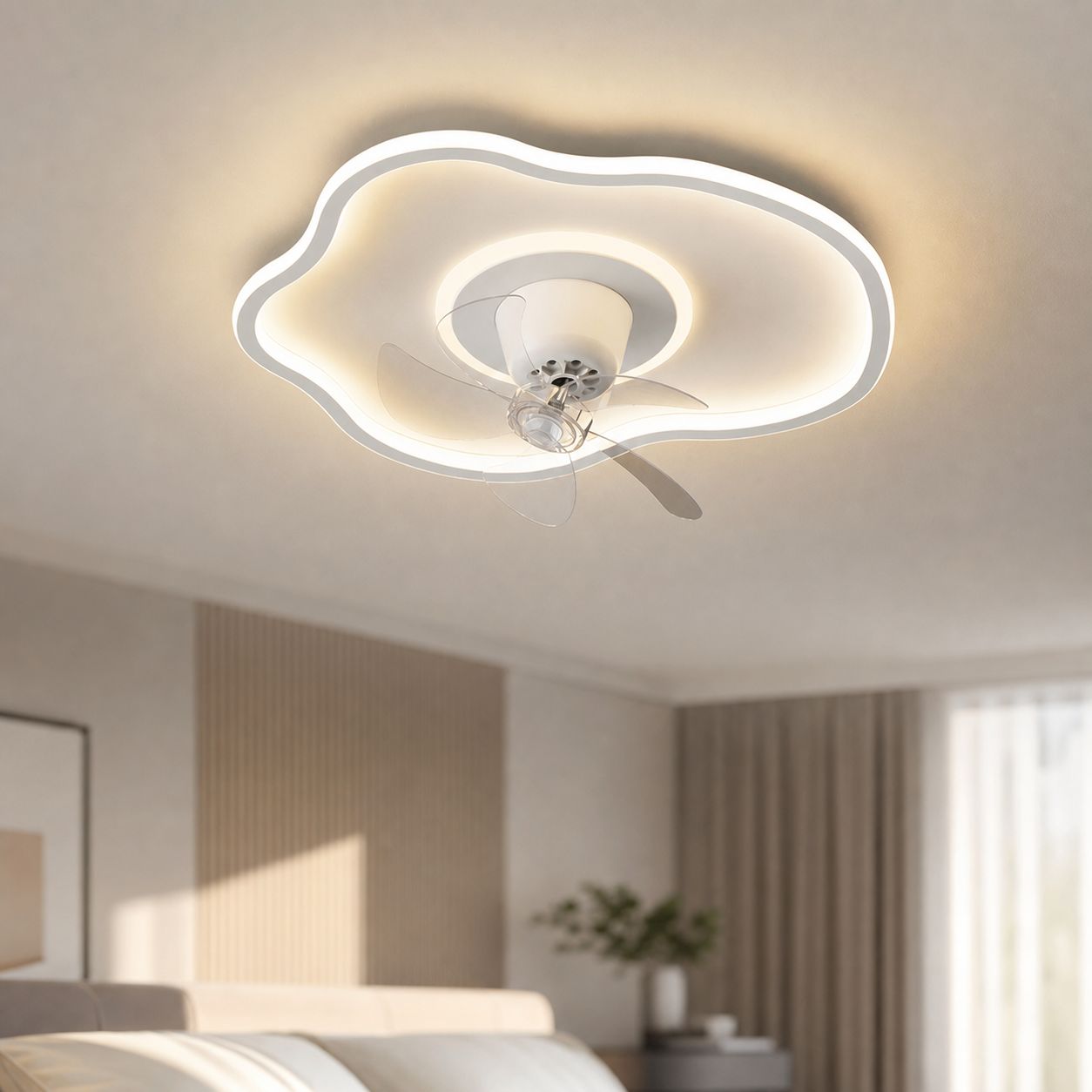 Unsichtbarer Deckenventilator, Verstellbare 40-w-led-leuchte, Leiser Kupfermotor, 360°-drehung, 50 Cm Durchmesser