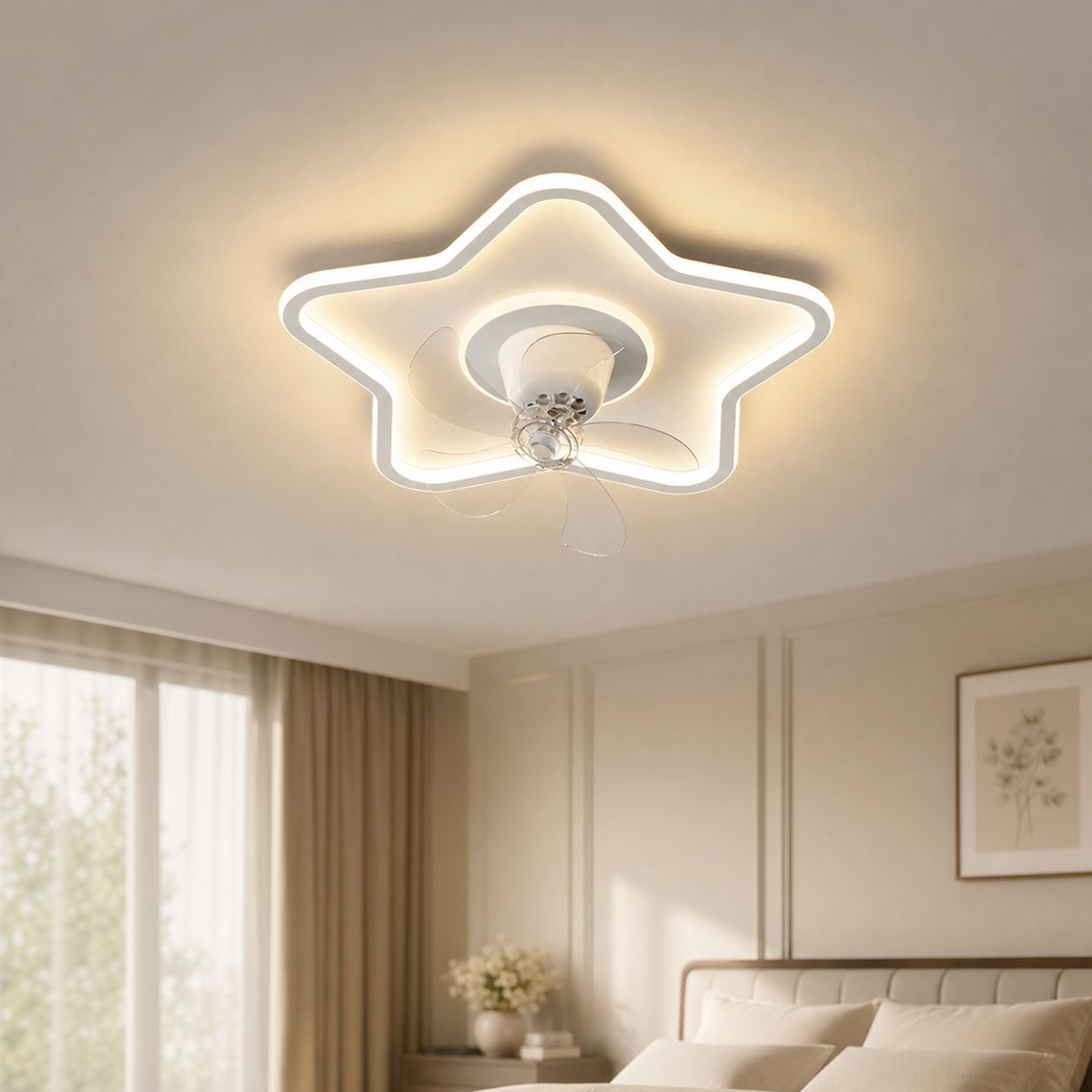 Einbau-deckenventilator, Leiser Kupfermotor, 360°-oszillation, Verstellbares Vollspektrum-led-licht, Ø 50 Cm