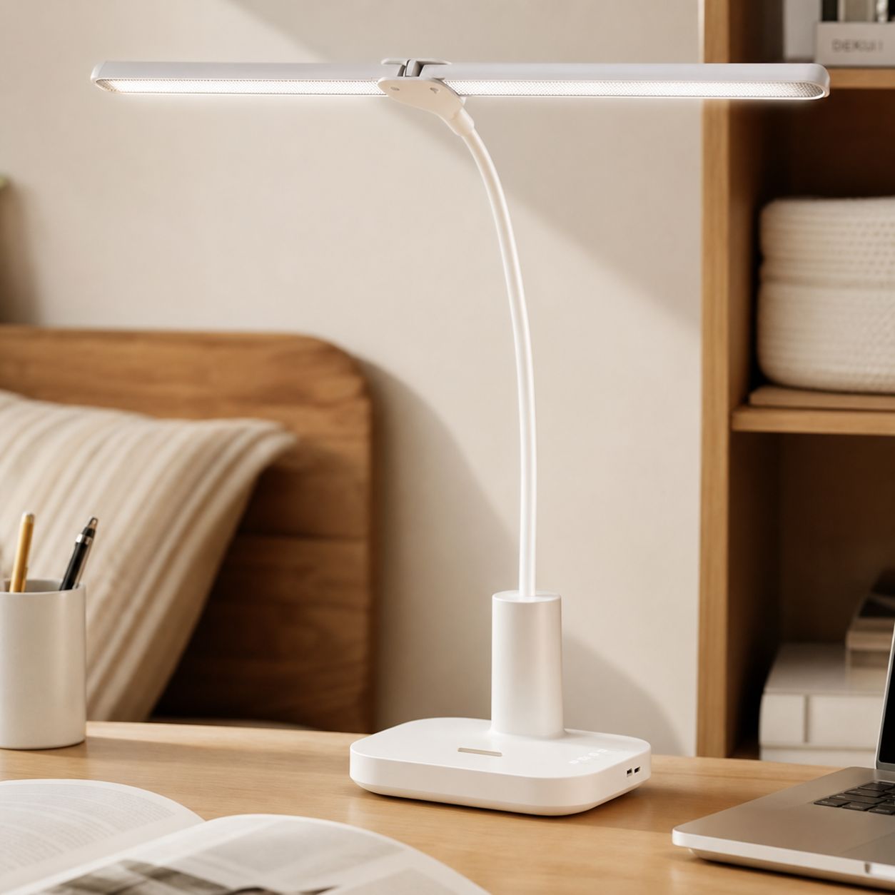 Wiederaufladbare Led-schreibtischlampe Mit Usb-anschluss, Aaa-batterien, Augenschutz, Weiches, Blendfreies Licht, Einstellbare Helligkeit Und Farbtemperatur