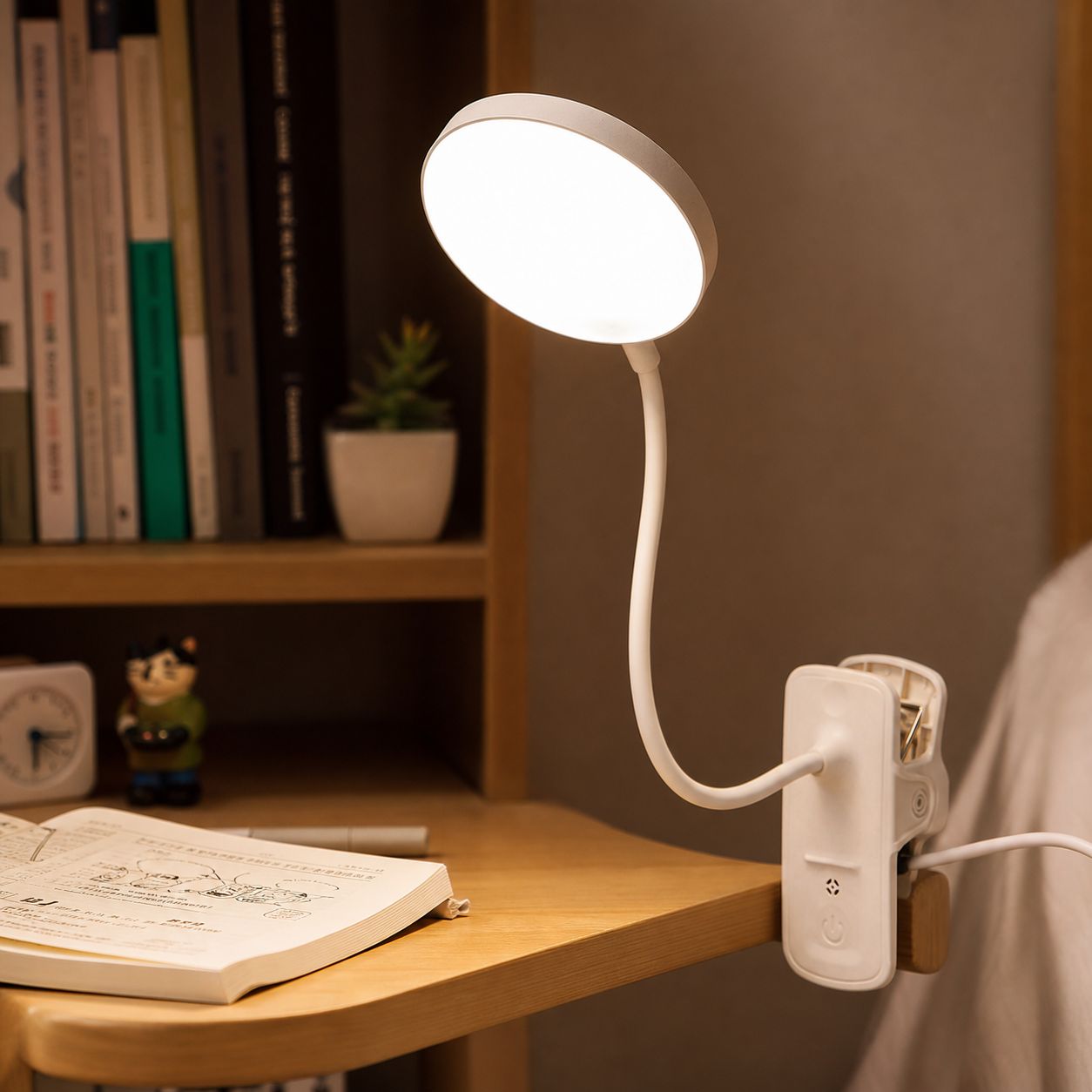 Wiederaufladbare Led-leselampe Mit Clipverschluss Über Usb-c, 3 Lichtmodi, 360° Flexibel, Fernbedienung, Ideal Für Schreibtisch Und Nachttisch.