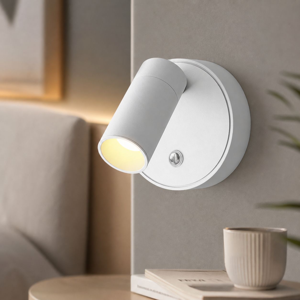 Wiederaufladbare Led-wandleuchte (2000 Mah), Kabellos, Magnetisch, Weißes Aluminium, 4000 K Neutralweißes Licht, 350° Verstellbar, Usb-c