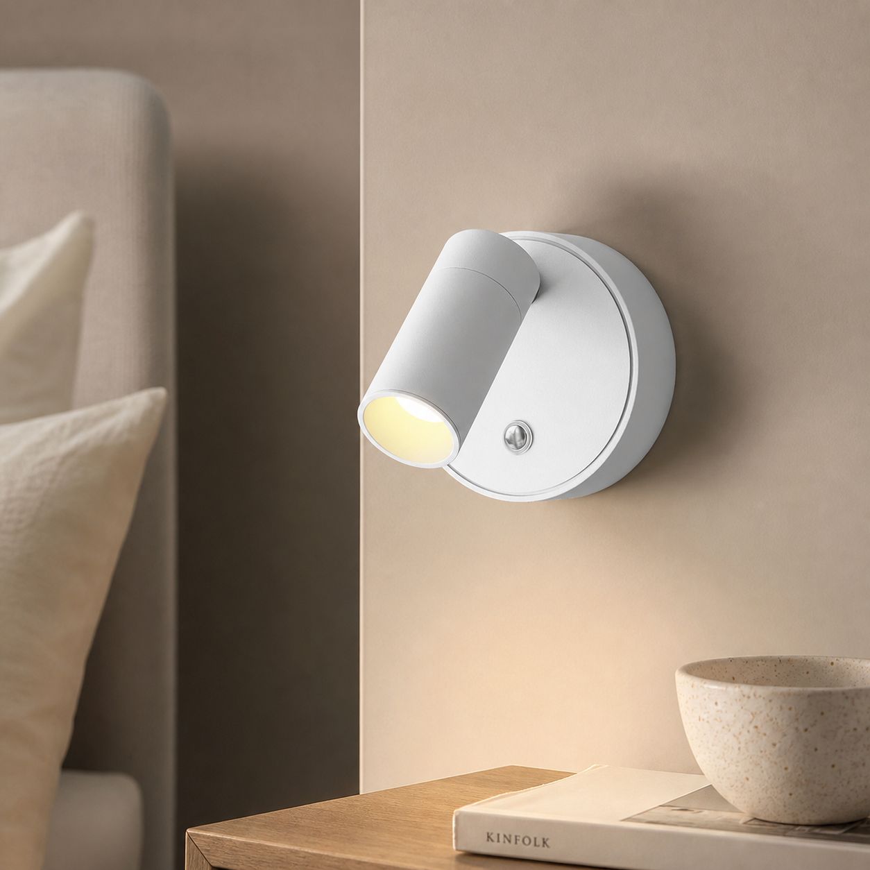 Wiederaufladbare Led-wandleuchte, 2000 Mah, Magnetisch Und Kabellos, Weißes Aluminium, 3-farben-touch-dimmer, 350° Drehbar, 1 Stück