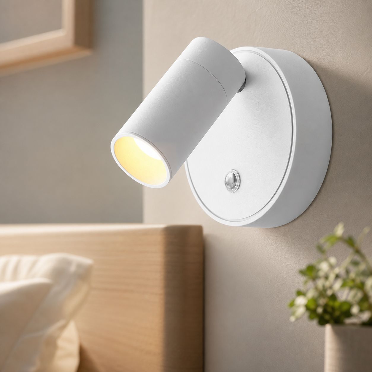 Kabellose, Wiederaufladbare Led-wandleuchte, Magnetisch, Weißes Aluminium, 3000 K Warmweißes Licht, 2000 Mah, 350° Drehbar, Touch-steuerung